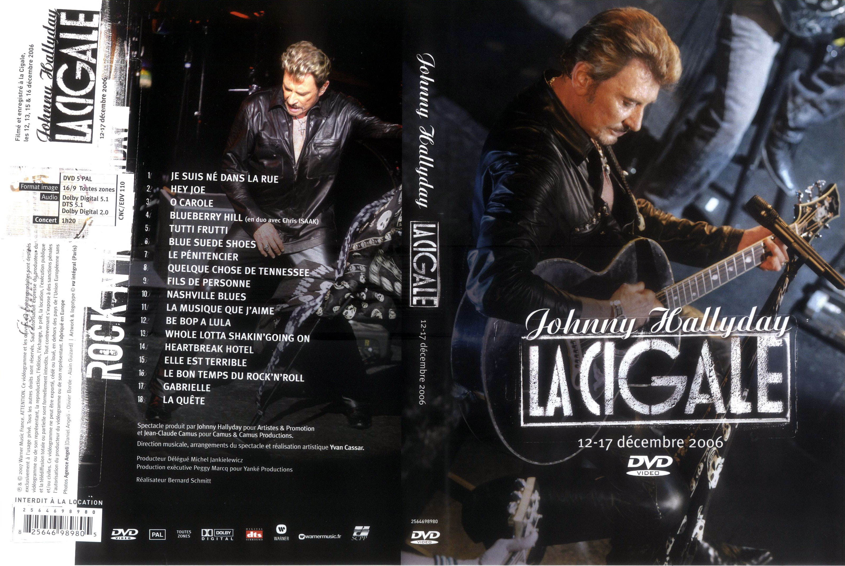 Jaquette DVD Johnny Hallyday La cigale 2006