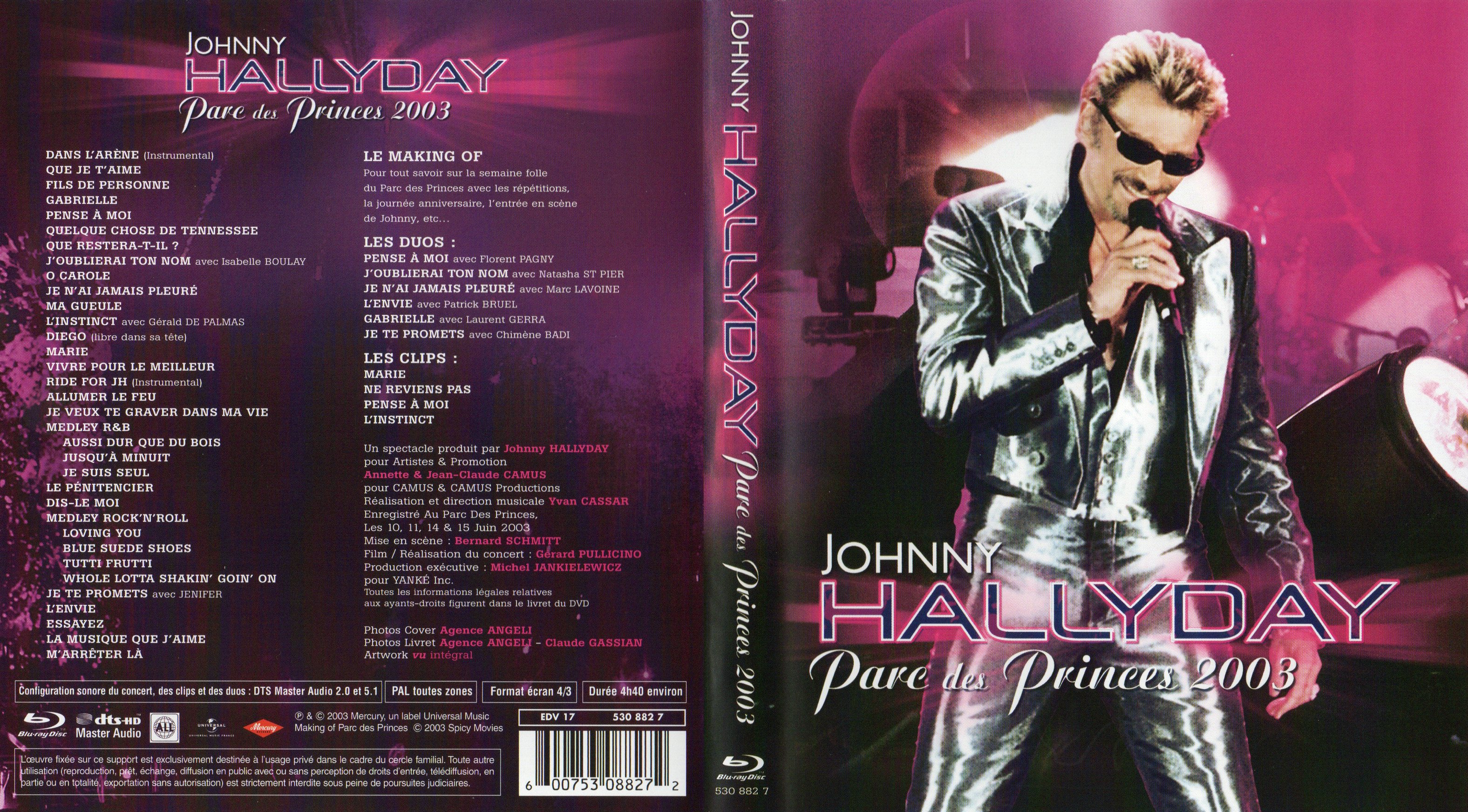 Jaquette DVD Johnny Hallyday Parc des Princes 2003 (BLU-RAY)