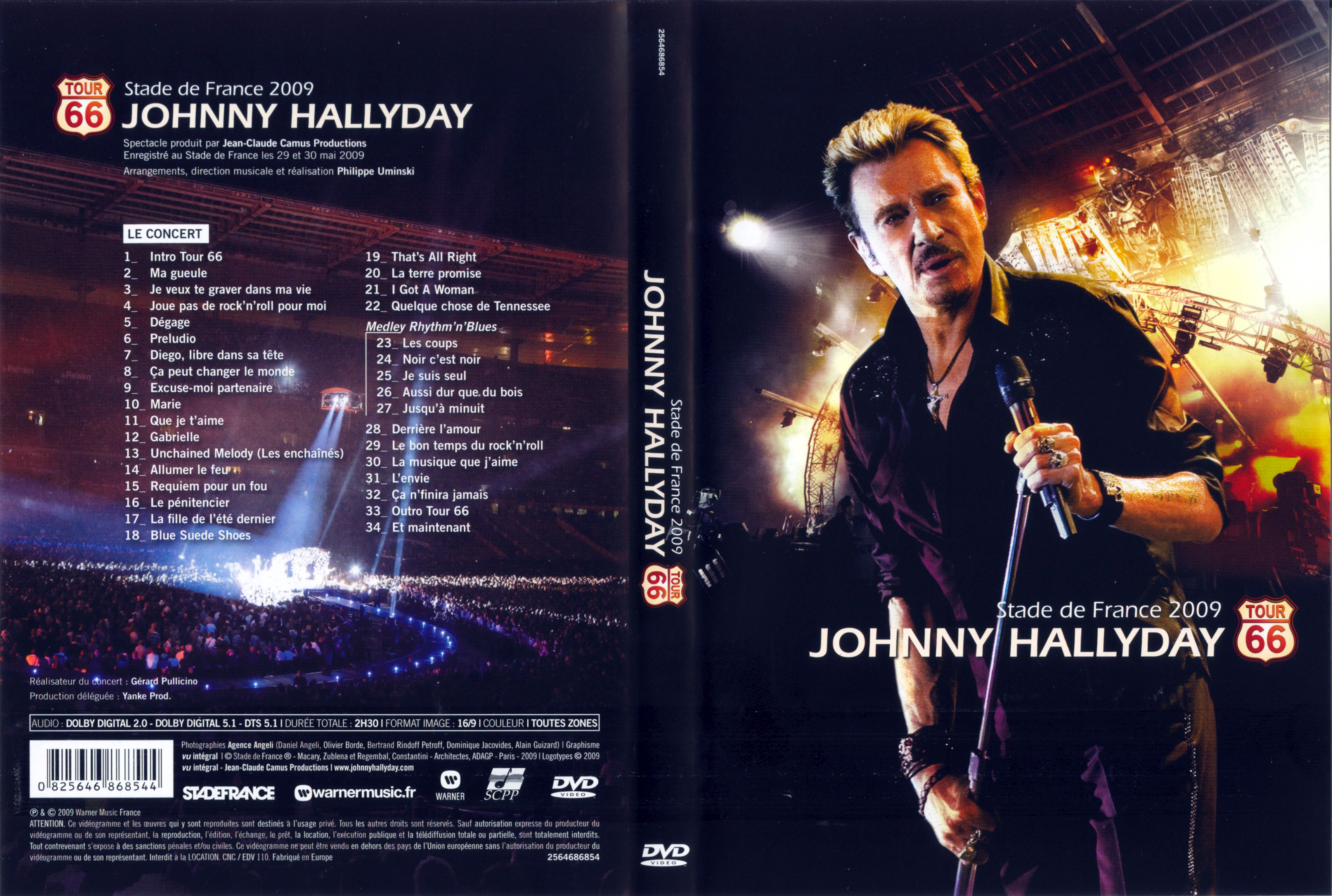 Jaquette DVD Johnny Hallyday Route 66 stade de France 2009