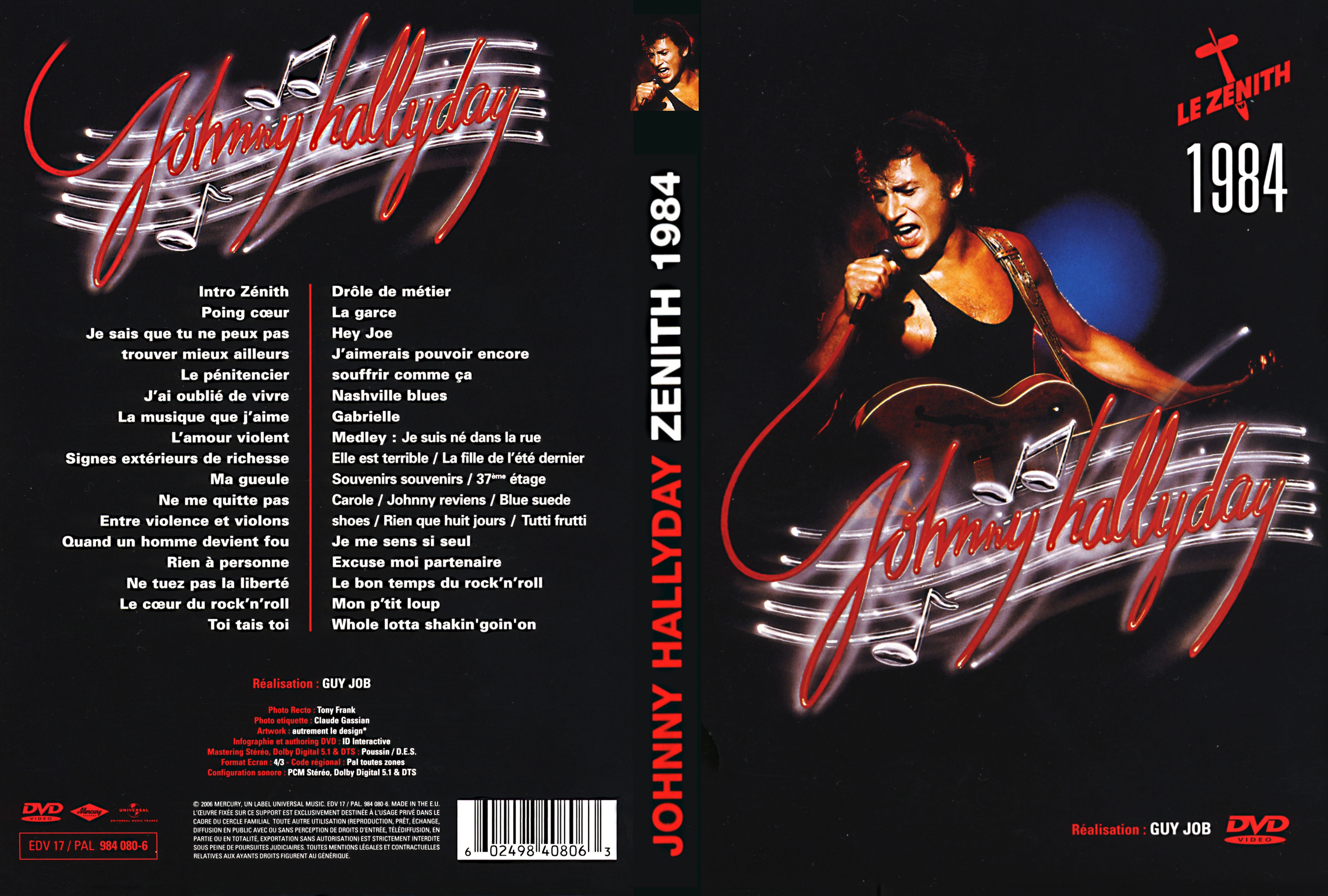 Jaquette DVD Johnny Hallyday Zenith 1984