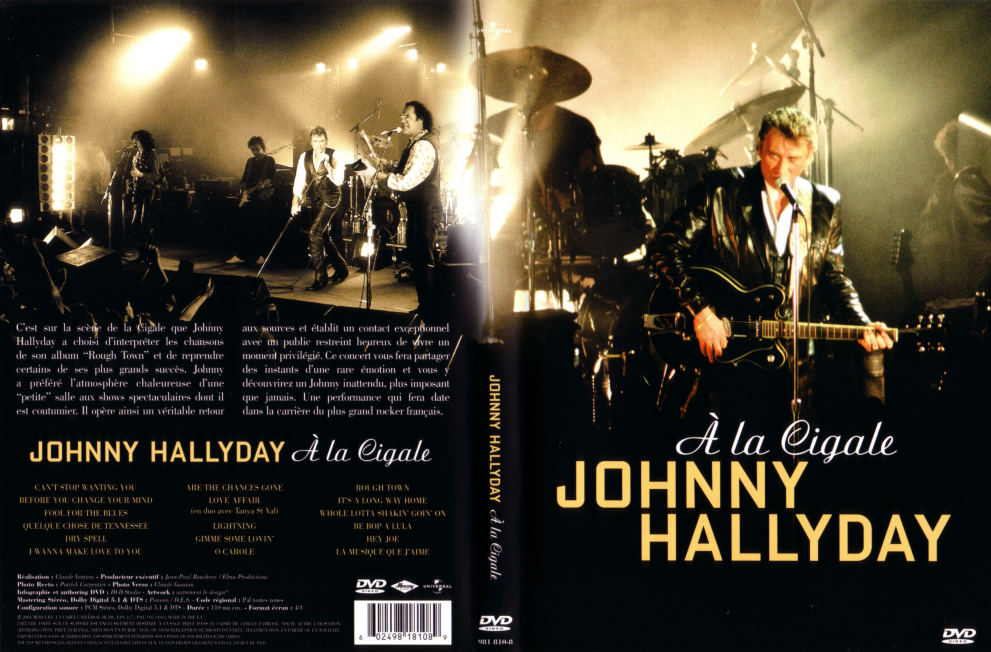 Jaquette DVD Johnny Hallyday  la cigale 2004