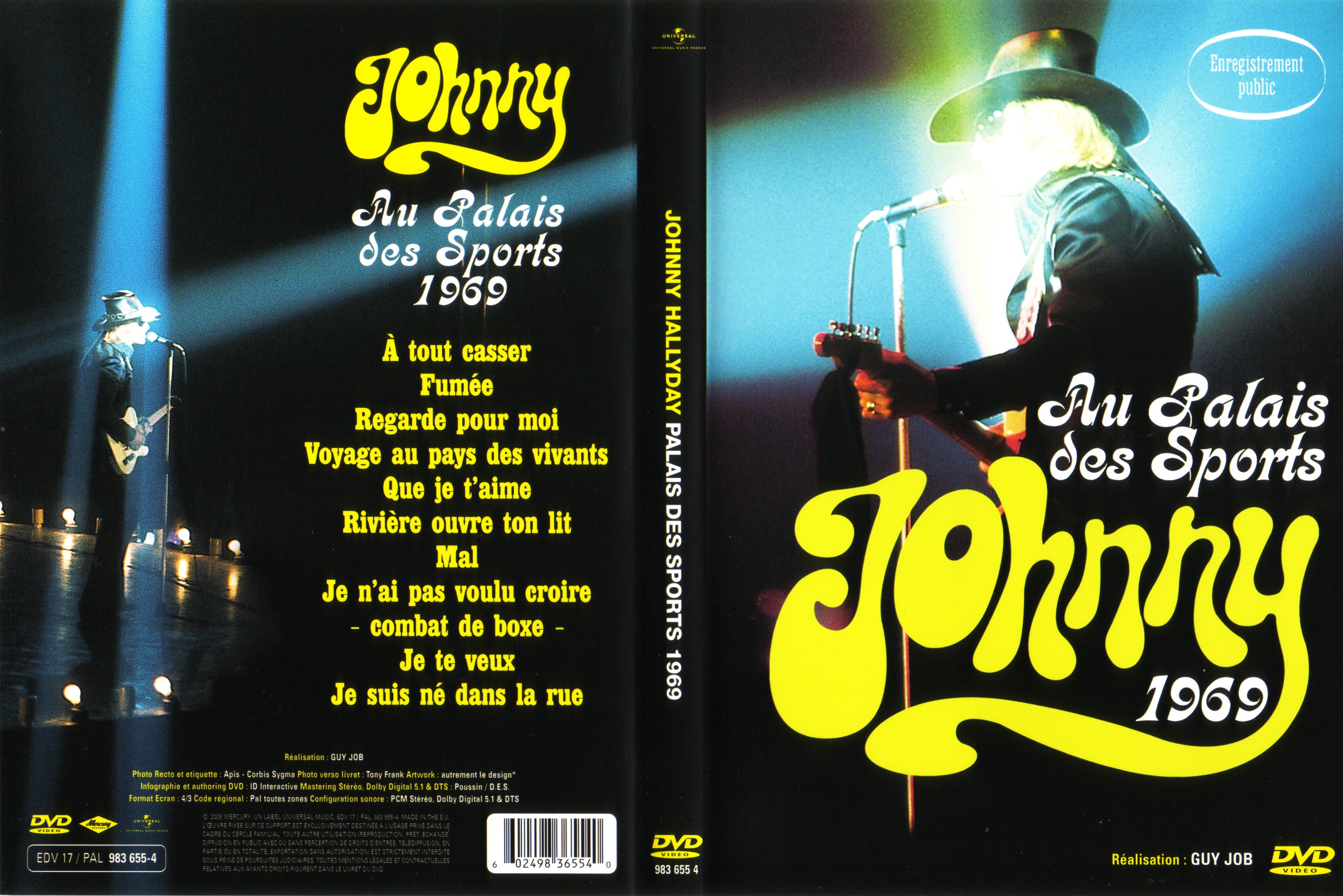 Jaquette DVD Johnny Hallyday au palais des sports 1969