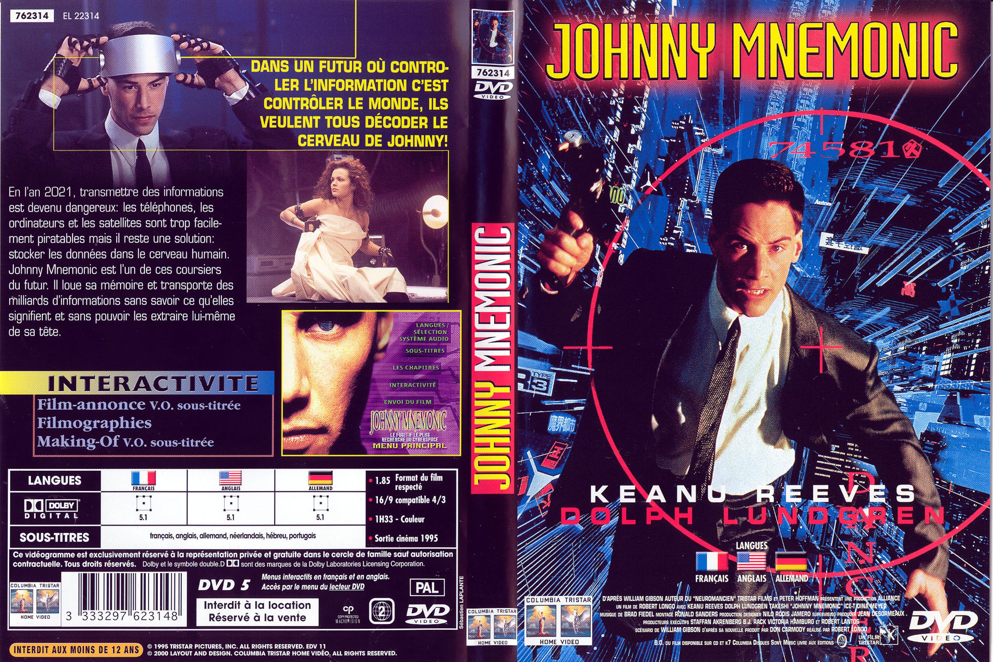 Jaquette DVD Johnny Mnemonic