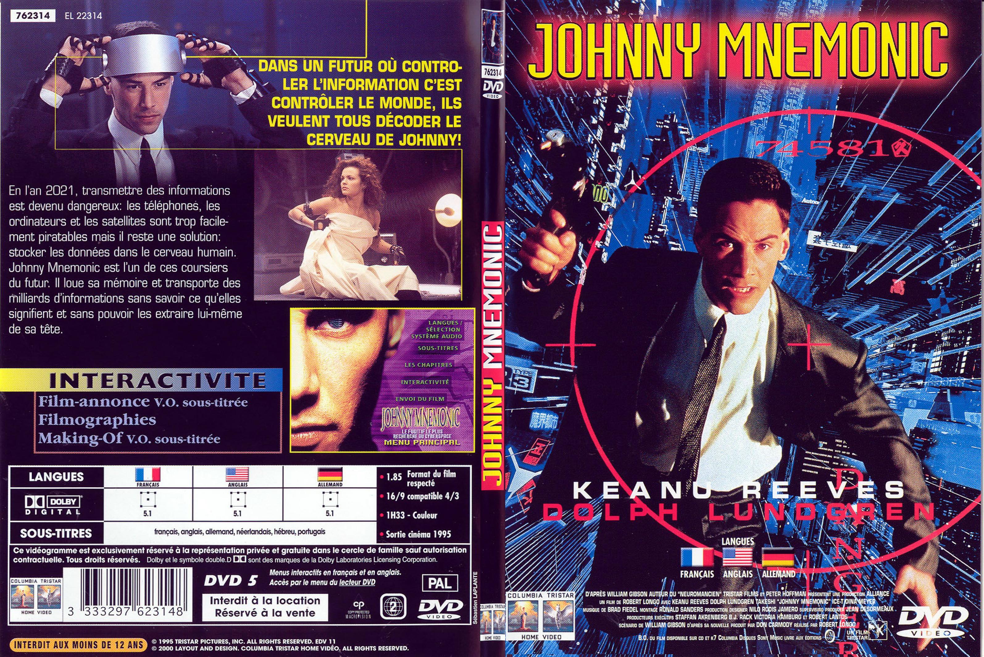 Jaquette DVD Johnny Mnemonic - SLIM