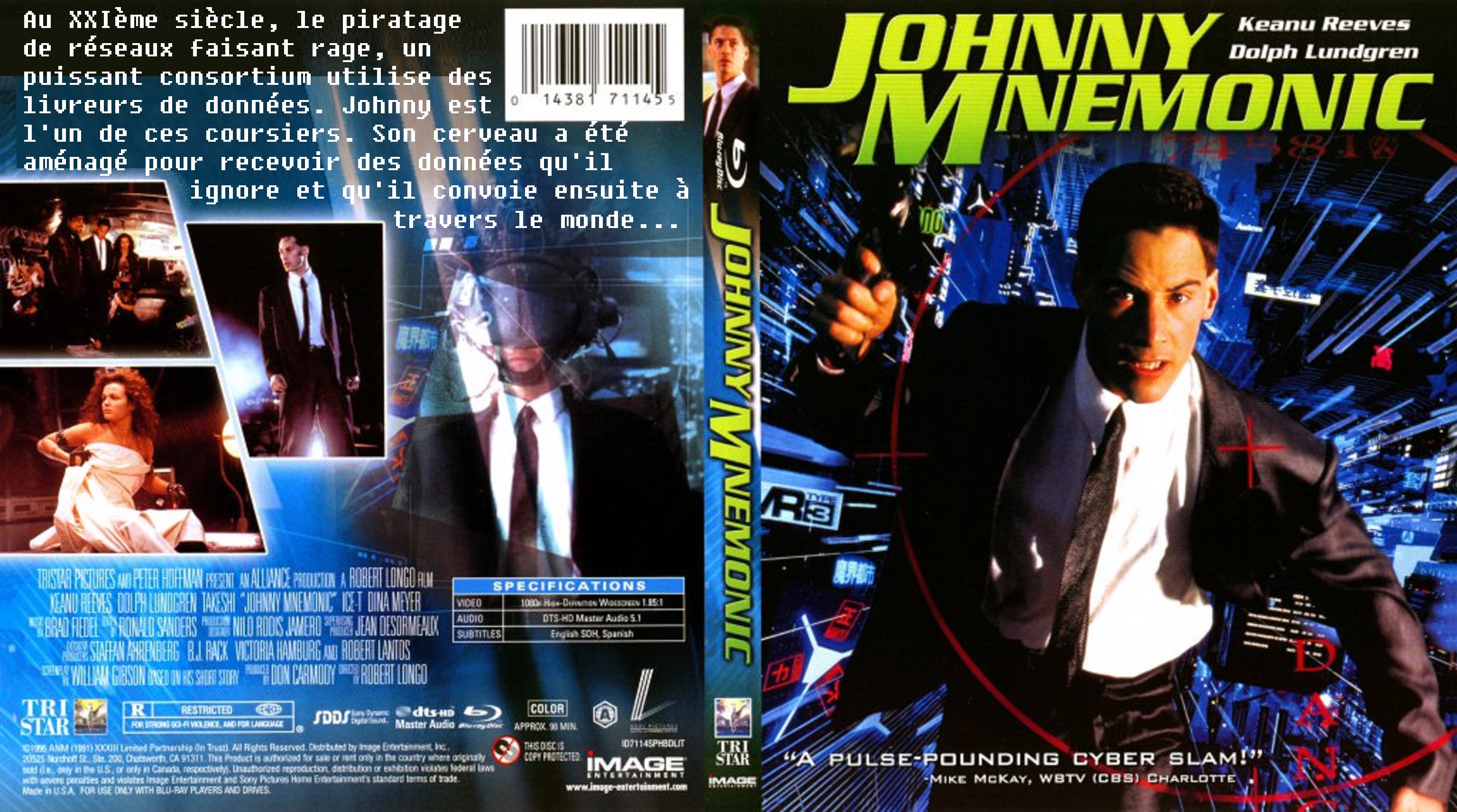 Jaquette DVD Johnny Mnemonic custom (BLU-RAY)