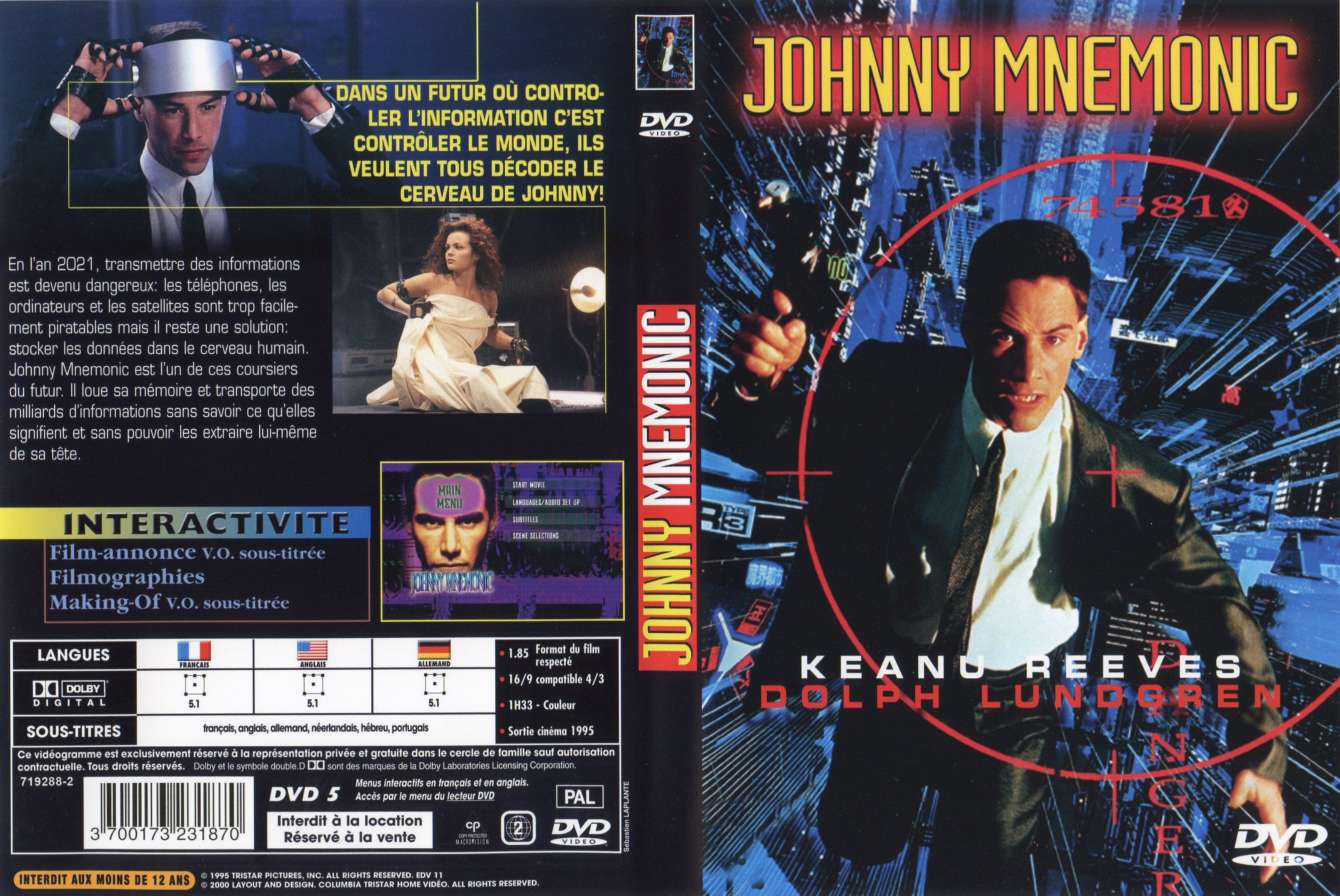 Jaquette DVD Johnny Mnemonic v3