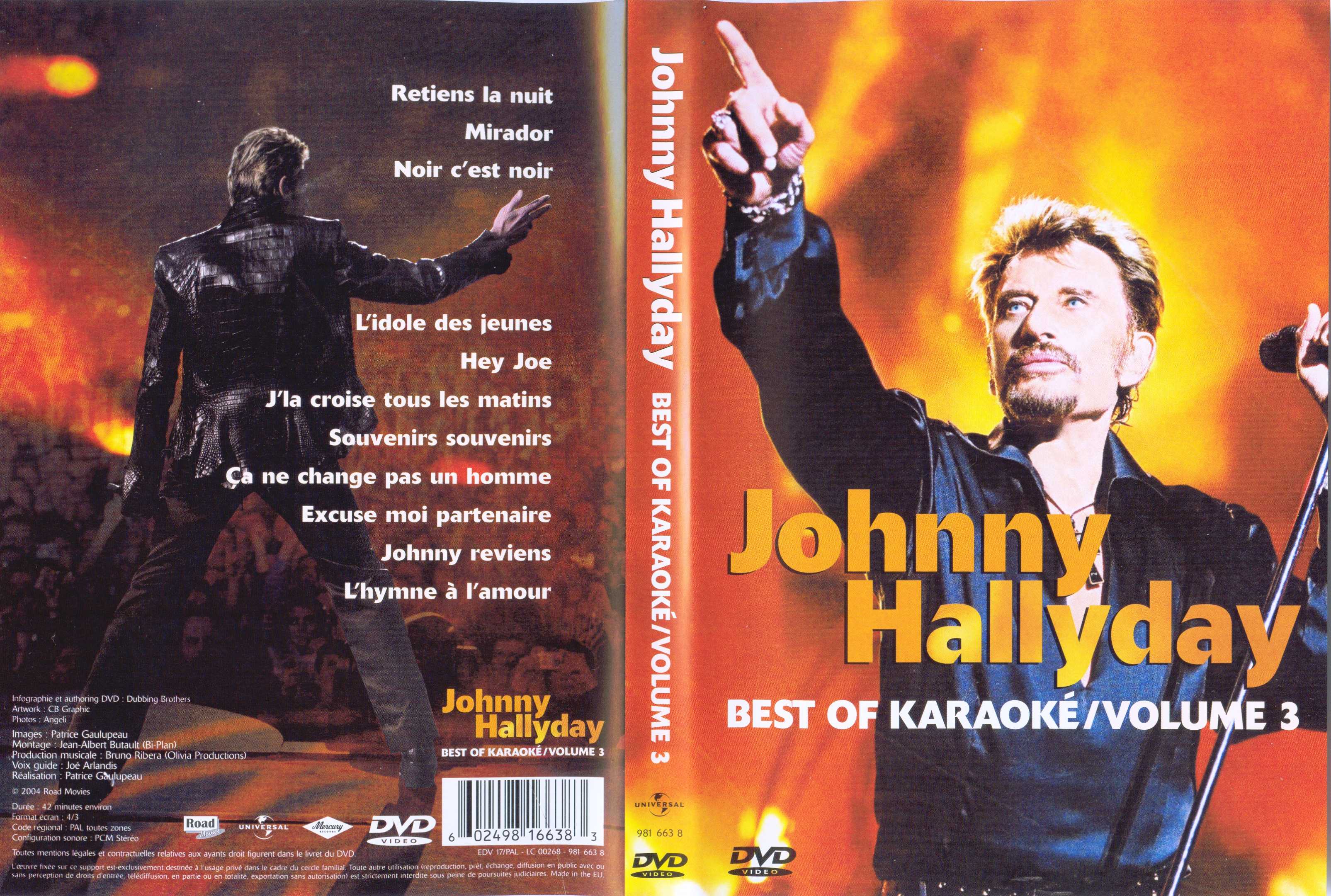 Jaquette DVD Johnny hallyday - best of karaoke vol 3
