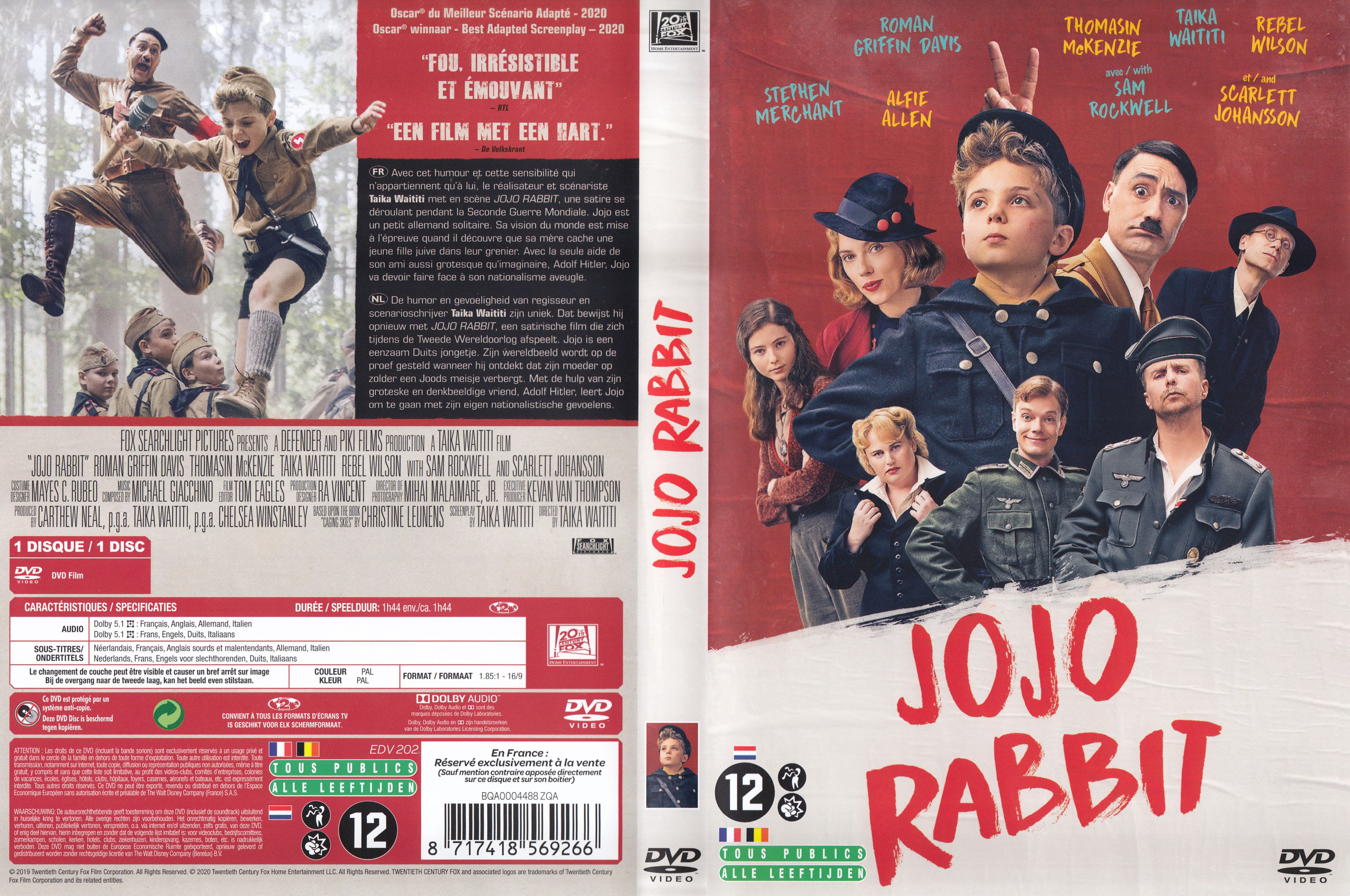 Jaquette DVD Jojo Rabbit