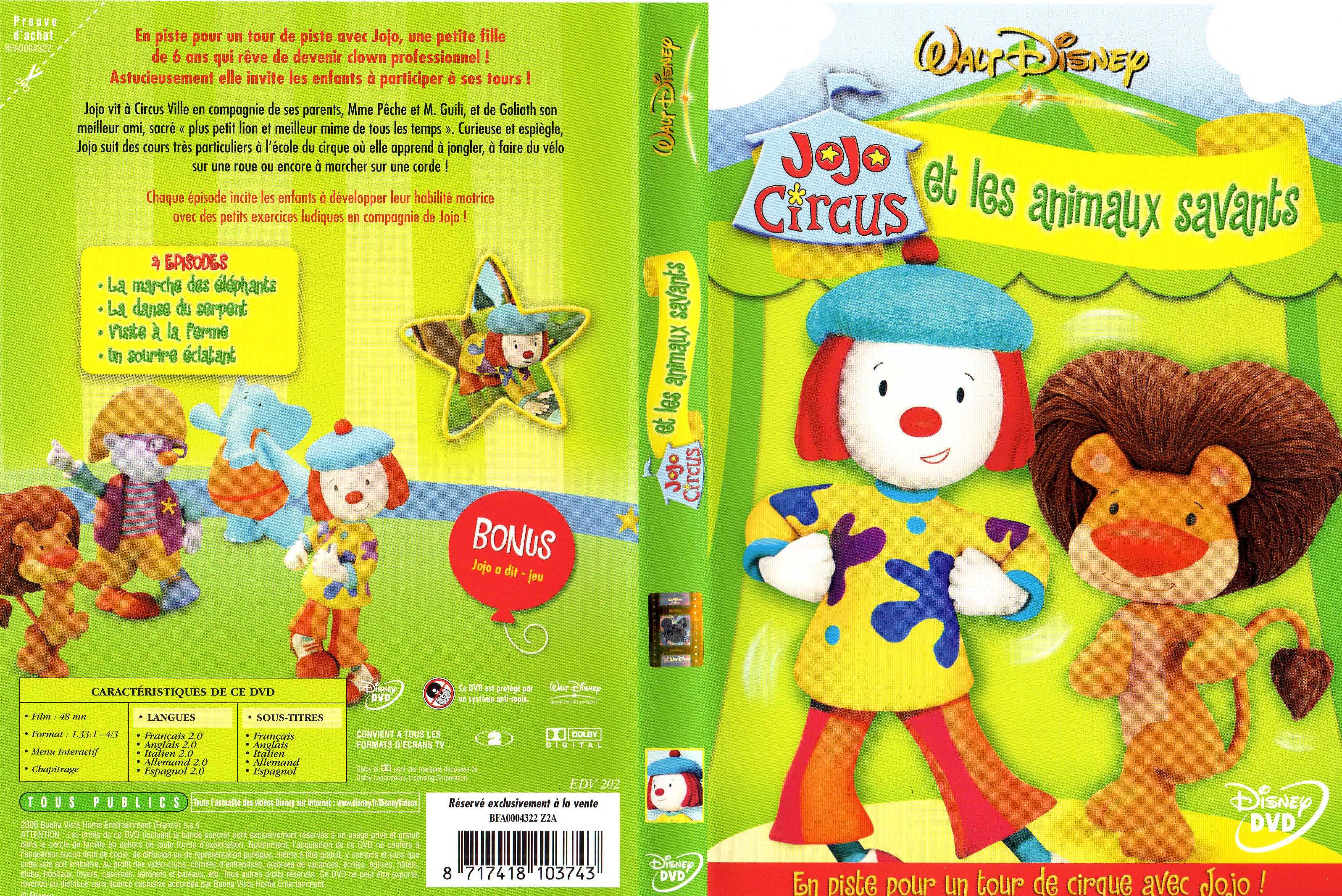 Jaquette DVD Jojo circus et les animaux savants