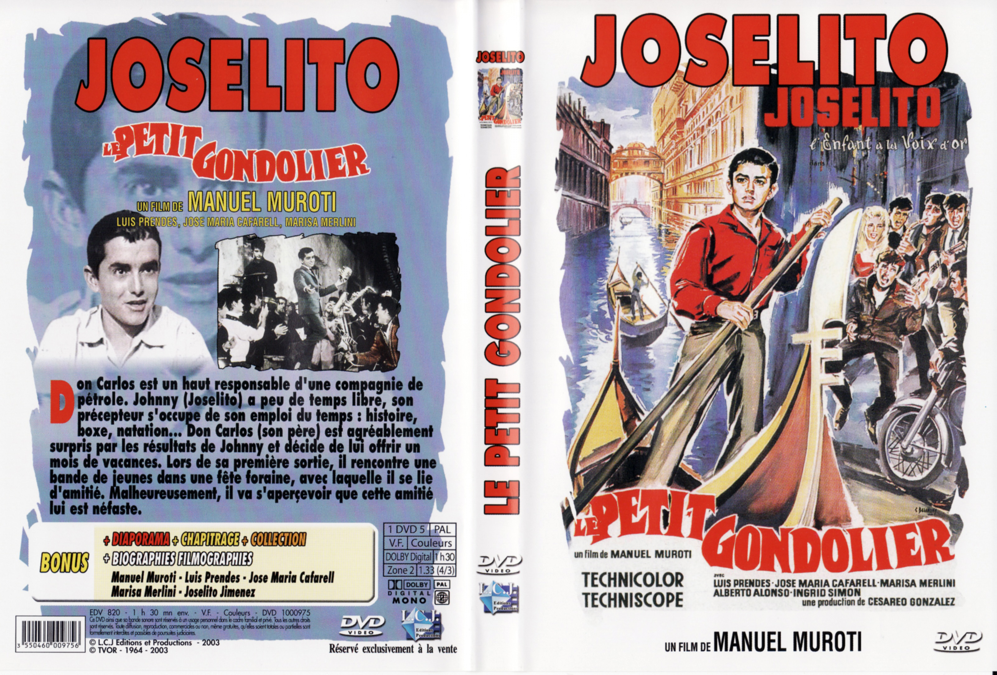 Jaquette DVD Joselito - Le petit gondolier