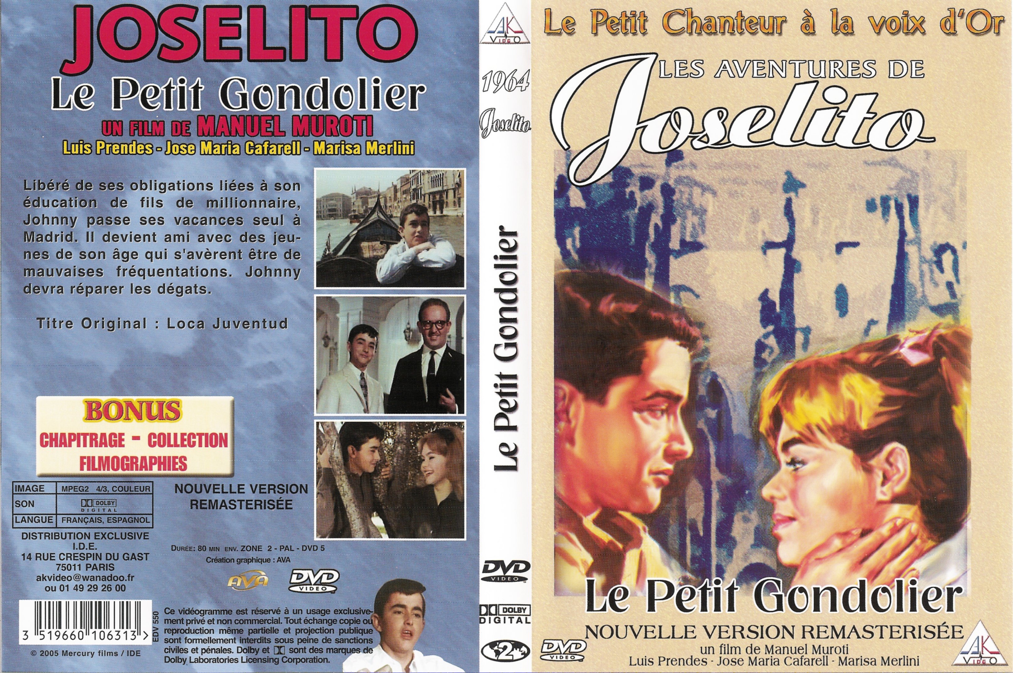Jaquette DVD Joselito - Le petit gondolier v2