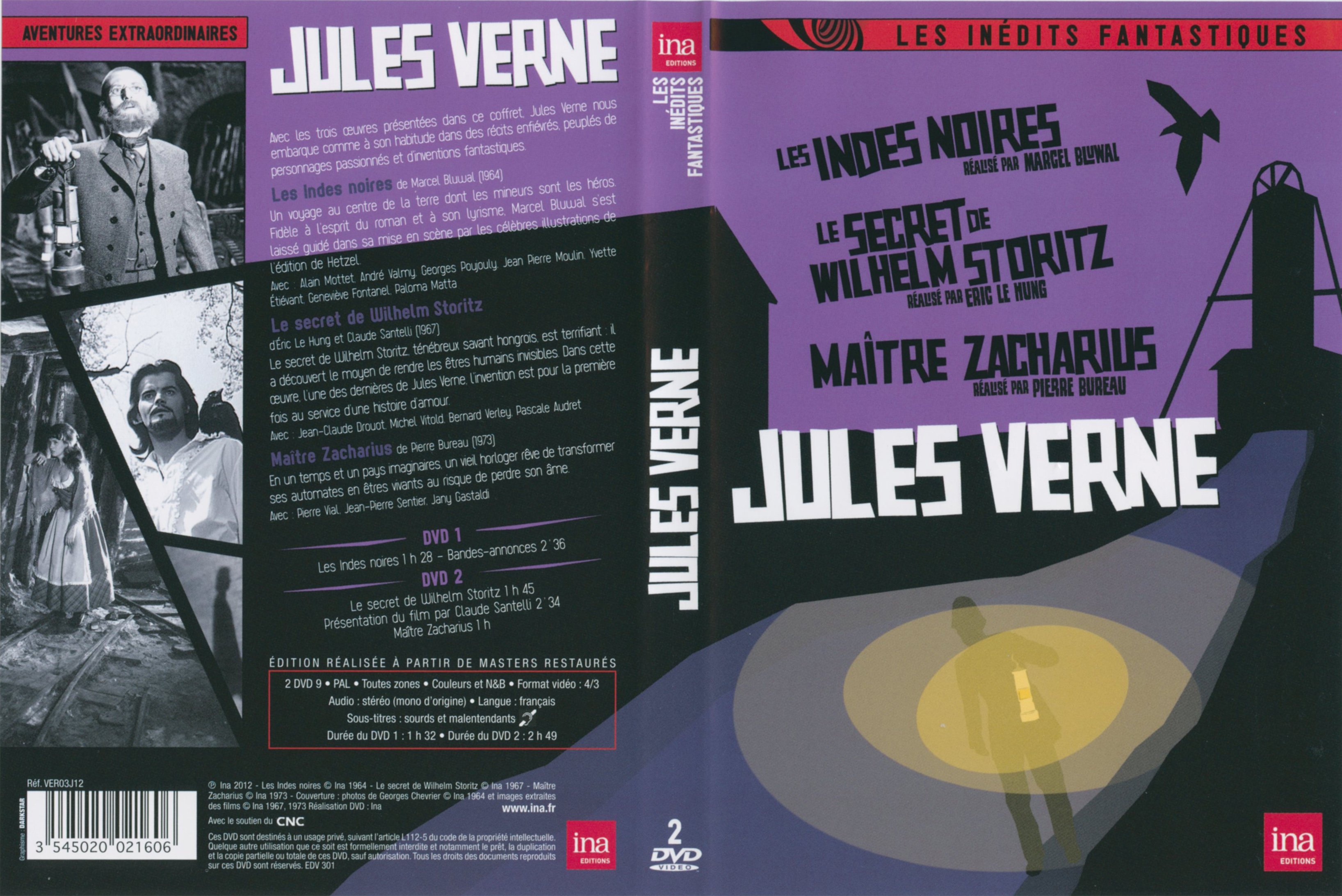 Jaquette DVD Jules Verne- Les indes noires - Le secret de Wilhelm Storitz - Maitre Zacharius