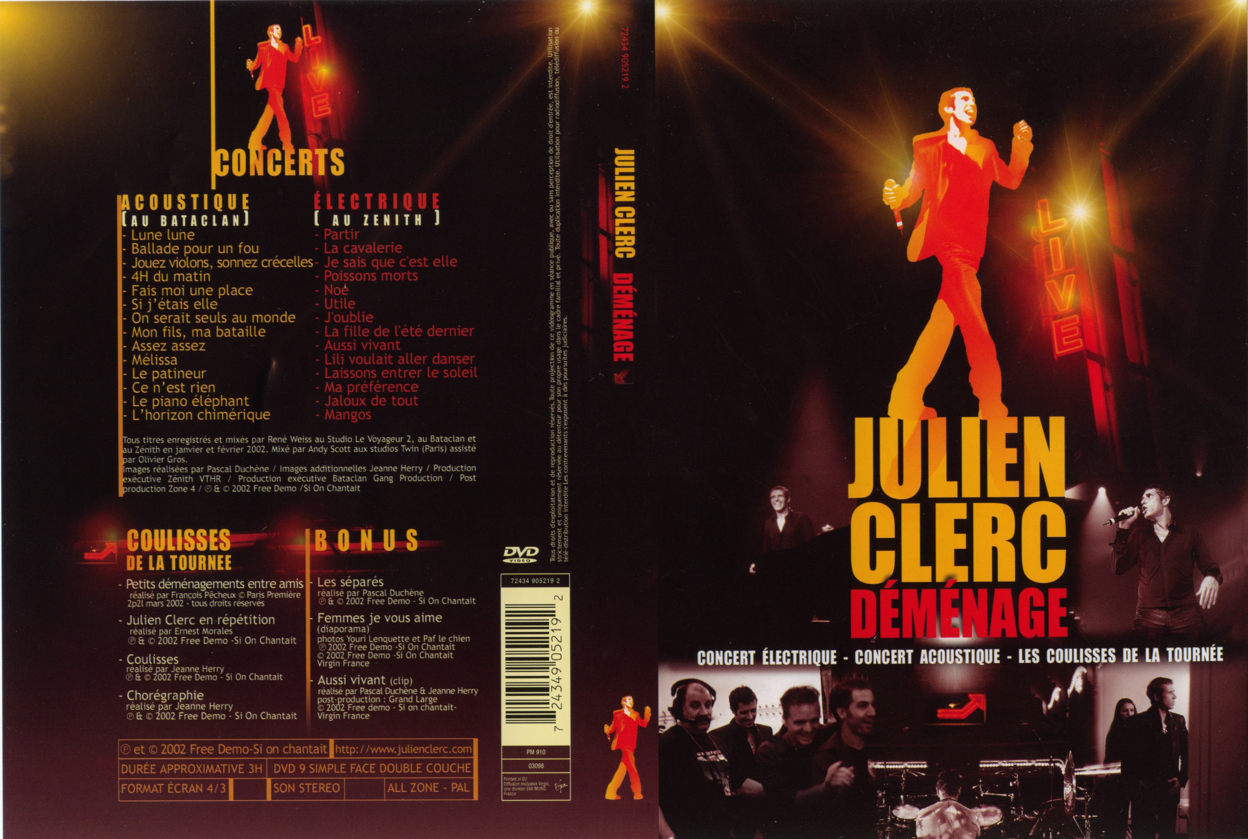 Jaquette DVD Julien Clerc dmnage