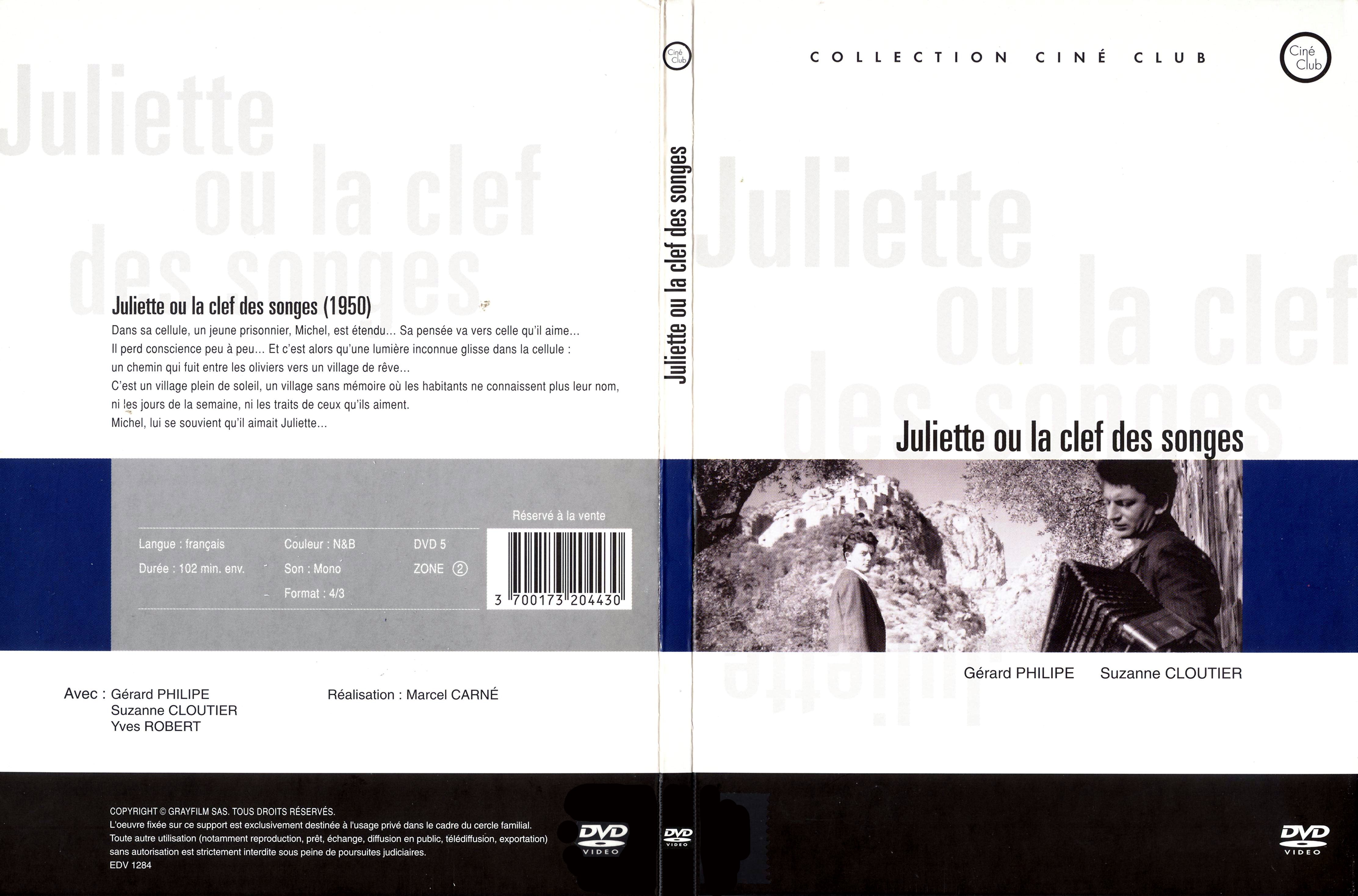 Jaquette DVD Juliette ou la clef des songes