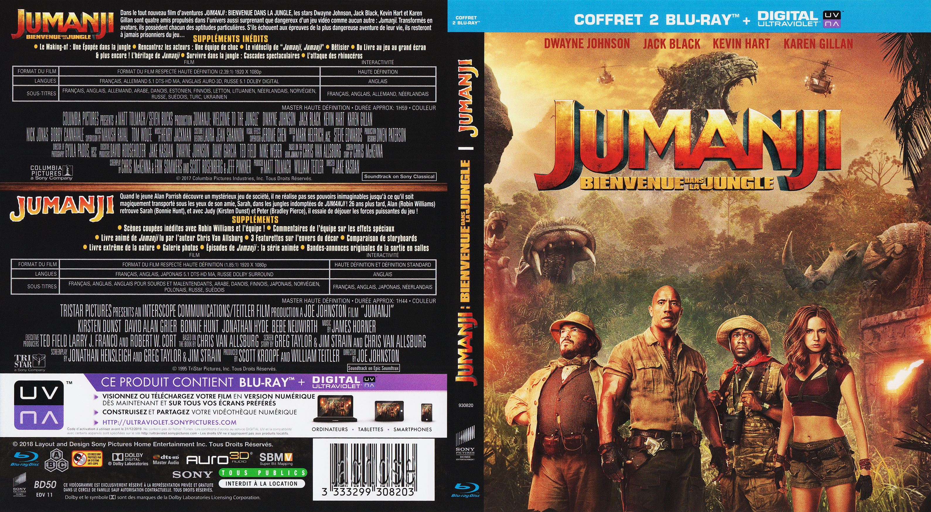 Jaquette DVD Jumanji 1 - 2 (BLU-RAY)