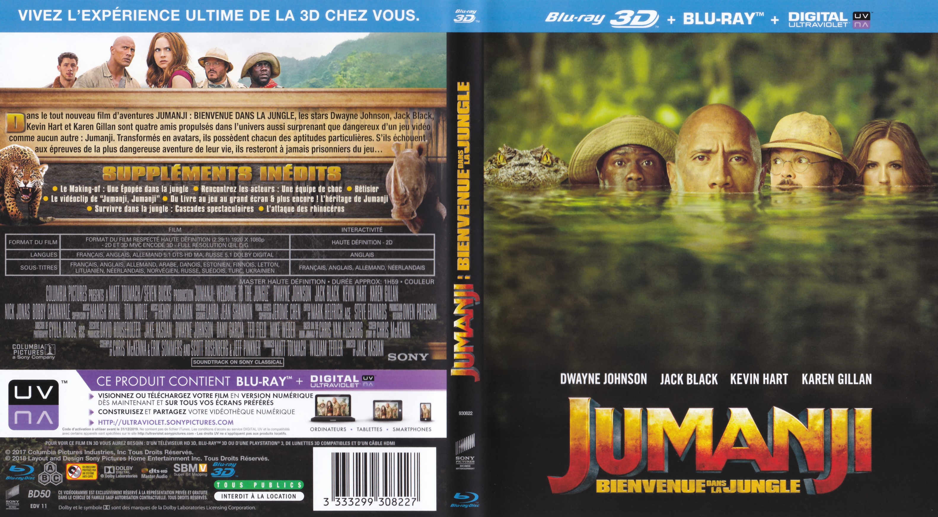 Jaquette DVD Jumanji bienvenue dans la jungle (BLU-RAY)
