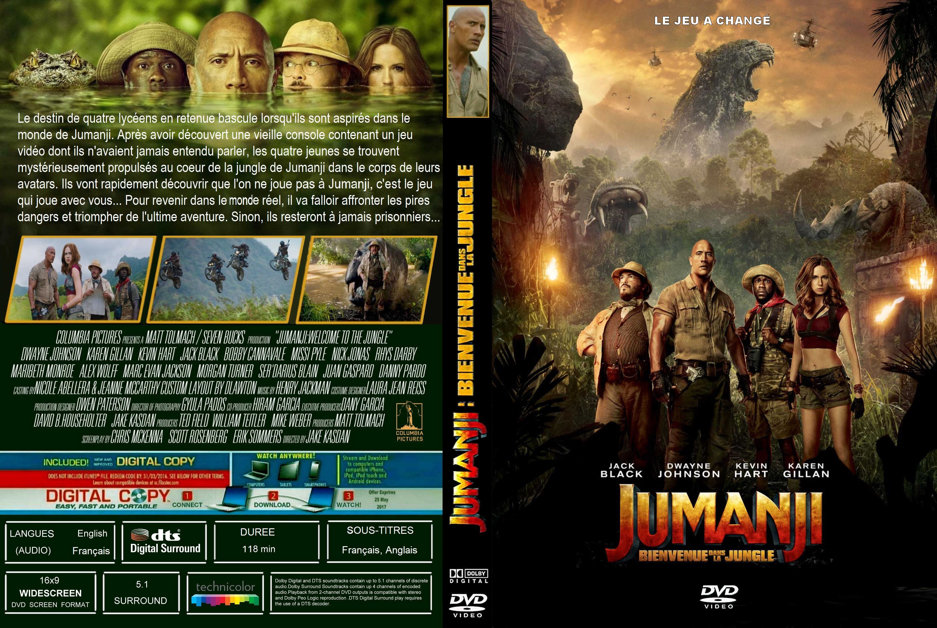 Jaquette DVD Jumanji bienvenue dans la jungle custom