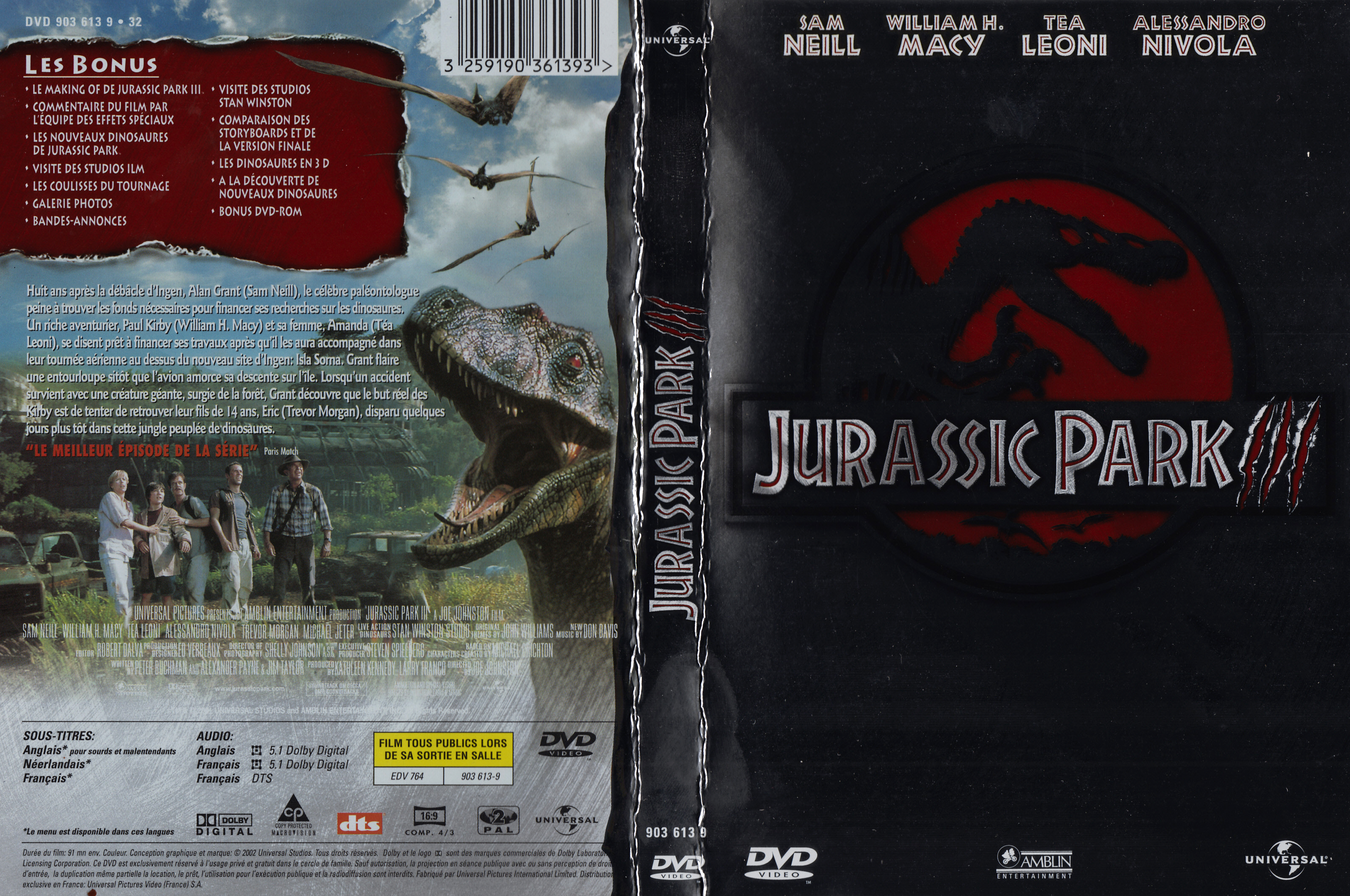 Jaquette DVD Jurassic Park 3
