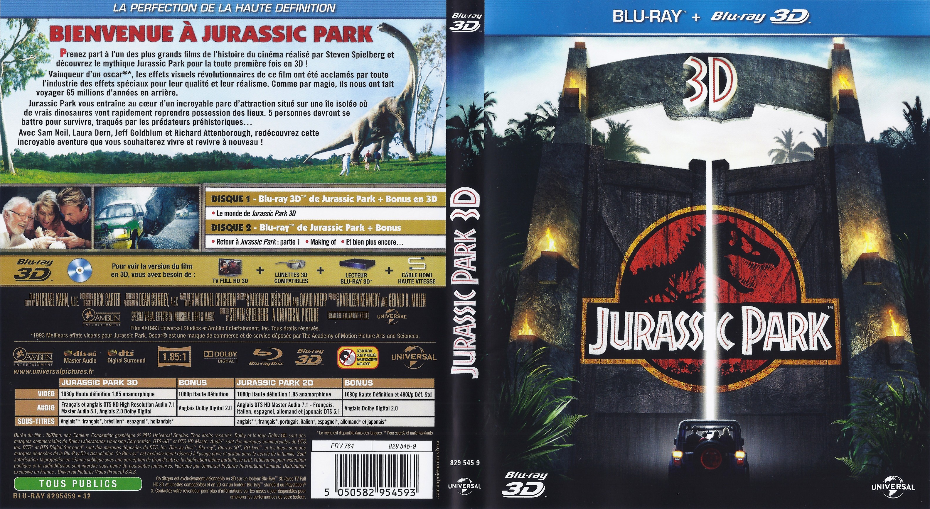 Jaquette DVD de Jurassic Park 3D (BLU-RAY) - Cinéma Passion