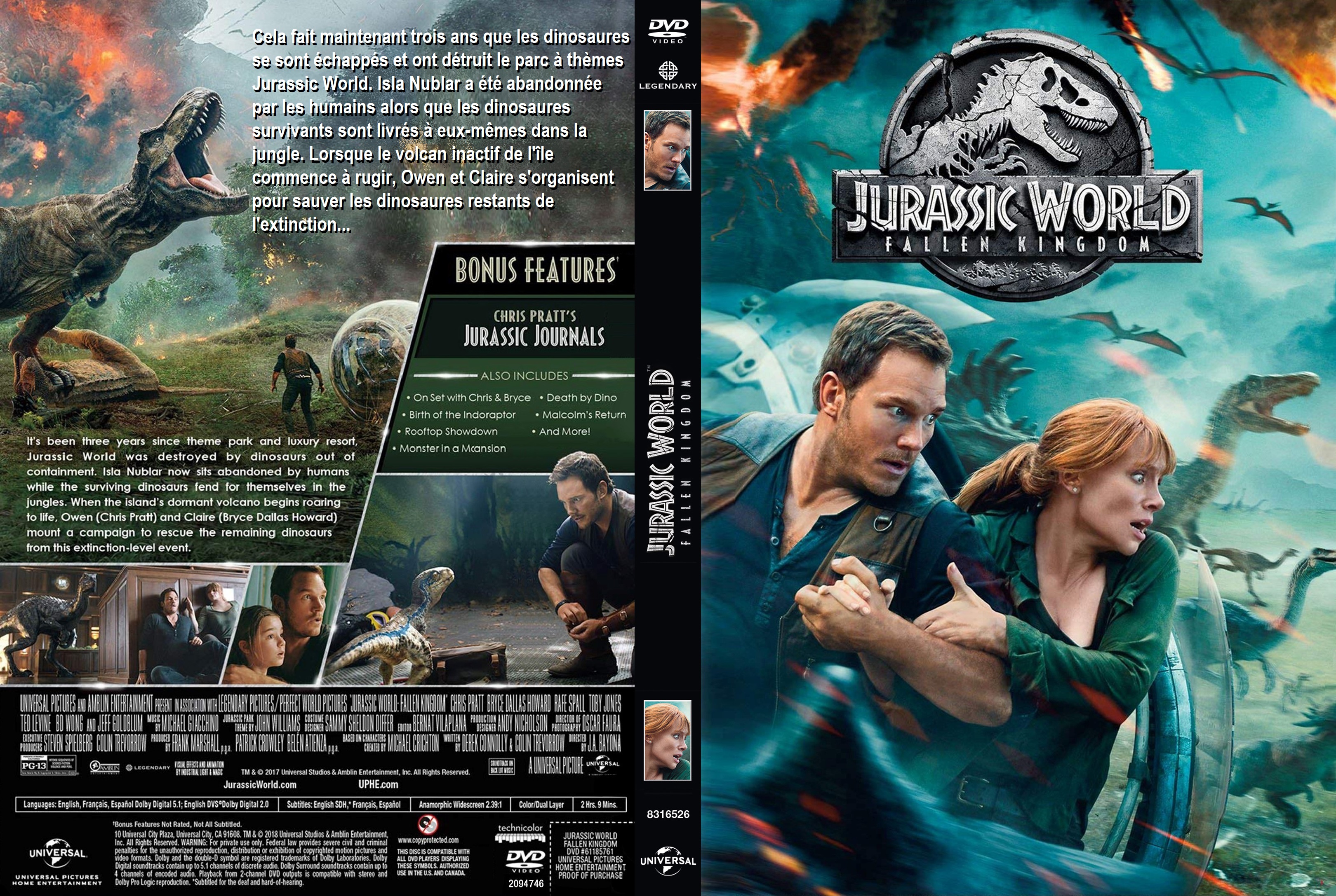 Jaquette DVD Jurassic World Fallen Kingdom custom