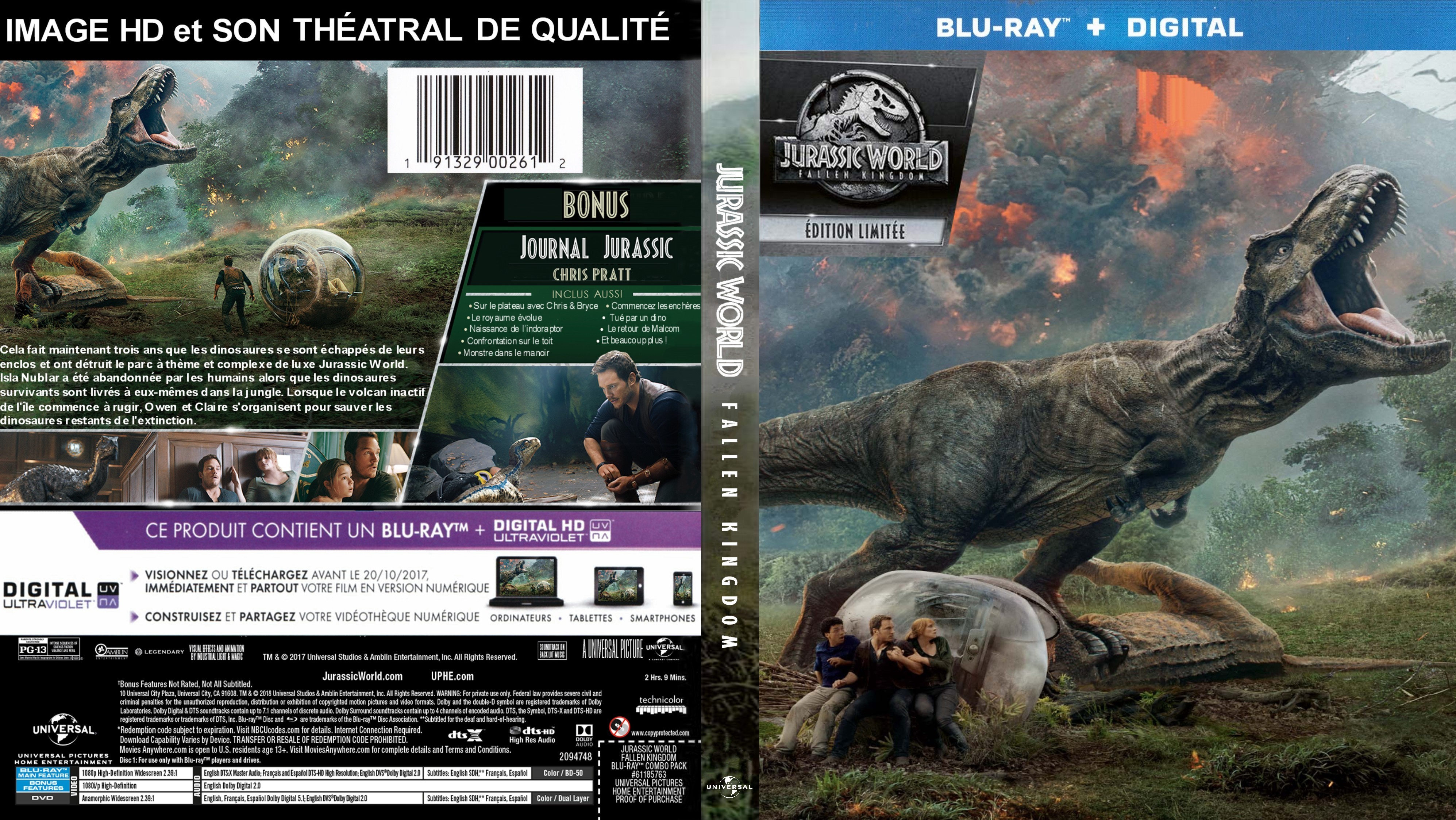 Jaquette DVD Jurassic World Fallen Kingdom custom (BLU-RAY)