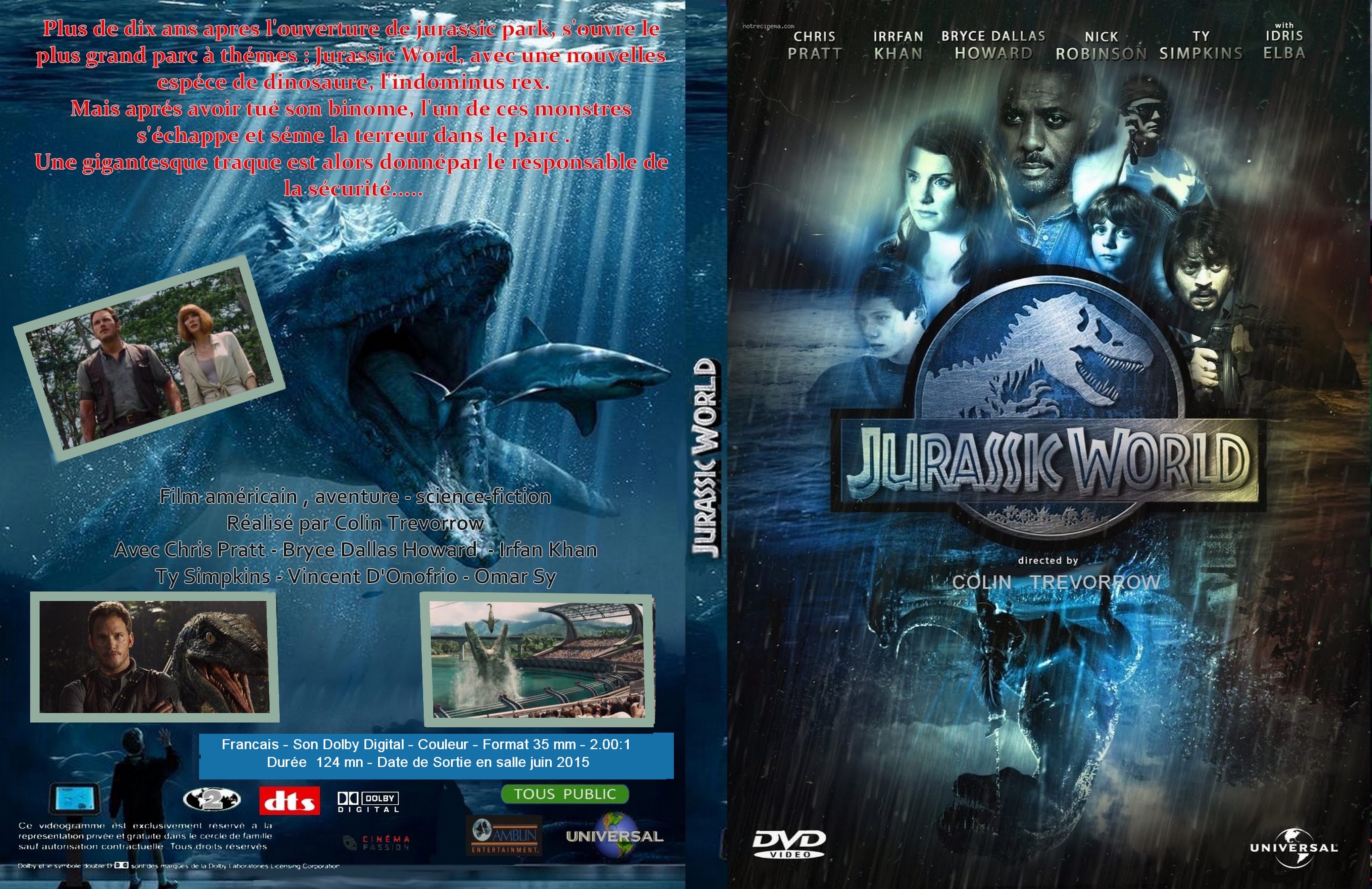Jaquette DVD Jurassic World custom - SLIM