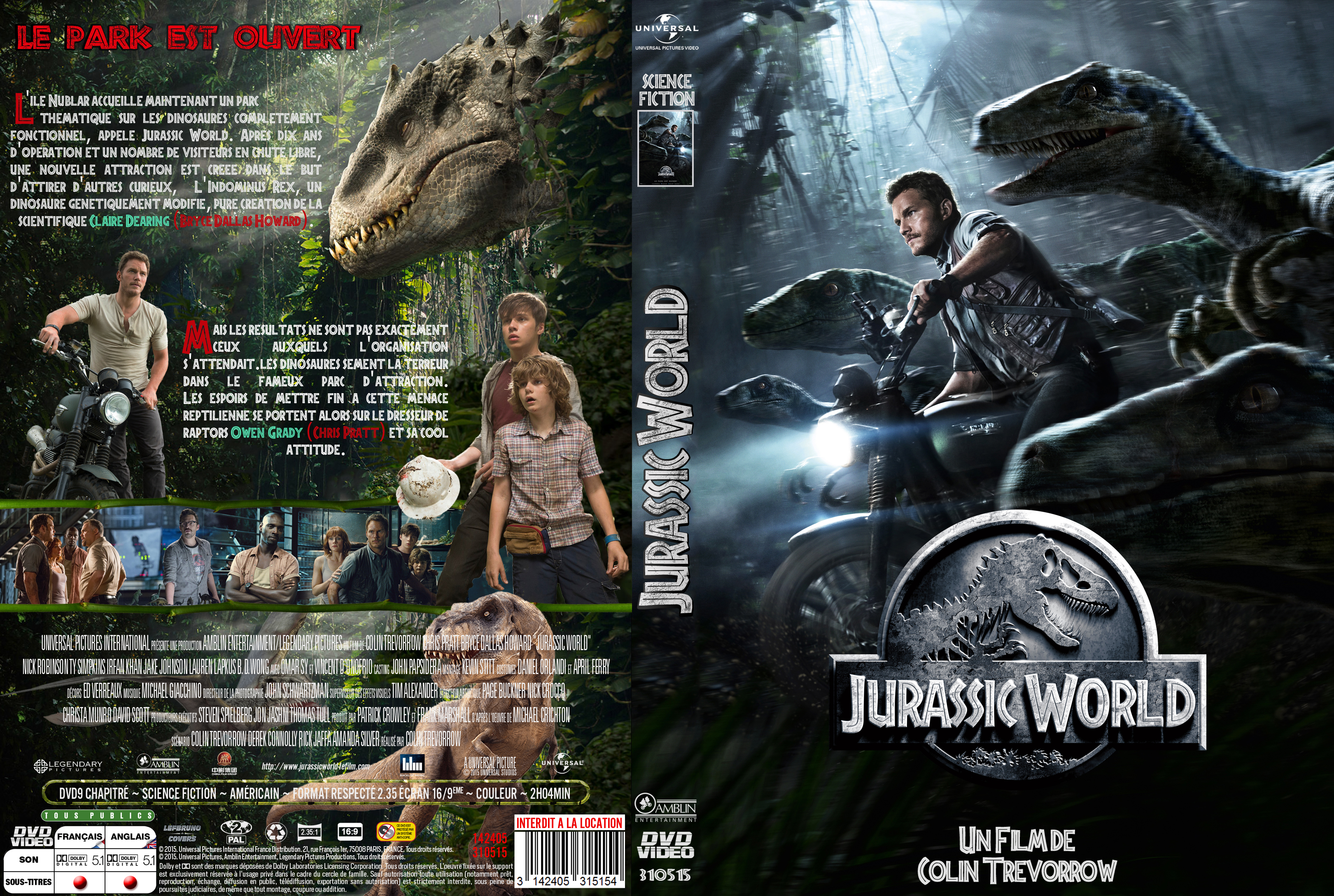 Jaquette DVD Jurassic World custom v2