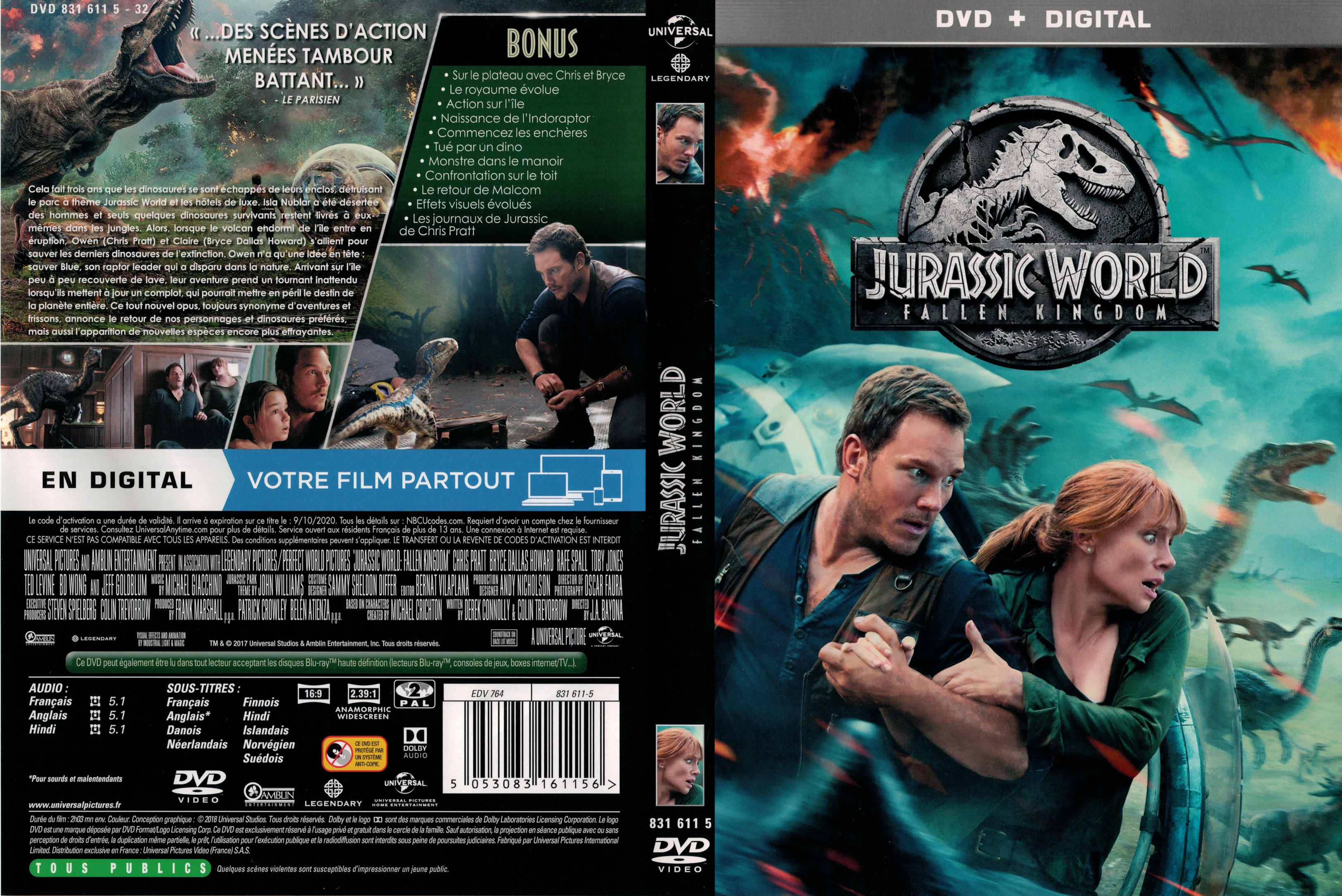 Jaquette DVD Jurassic World fallen kingdom