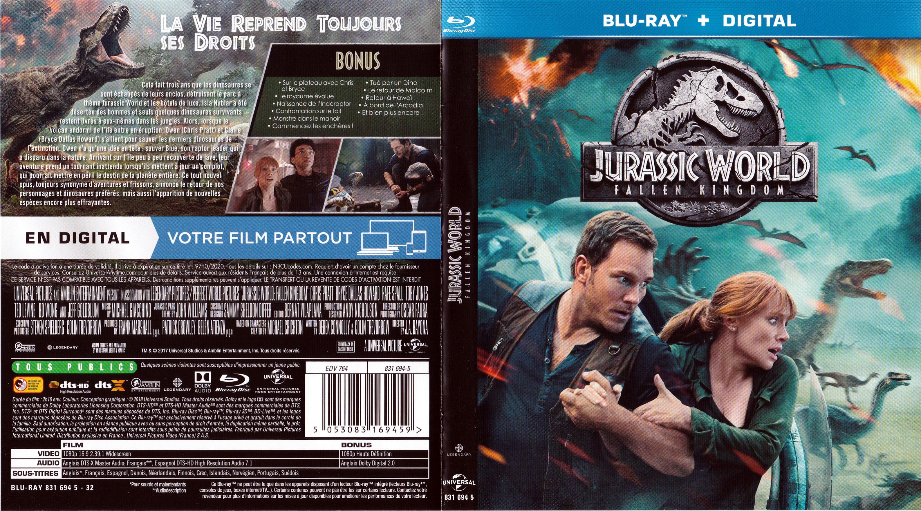 Jaquette DVD Jurassic World fallen kingdom (BLU-RAY)