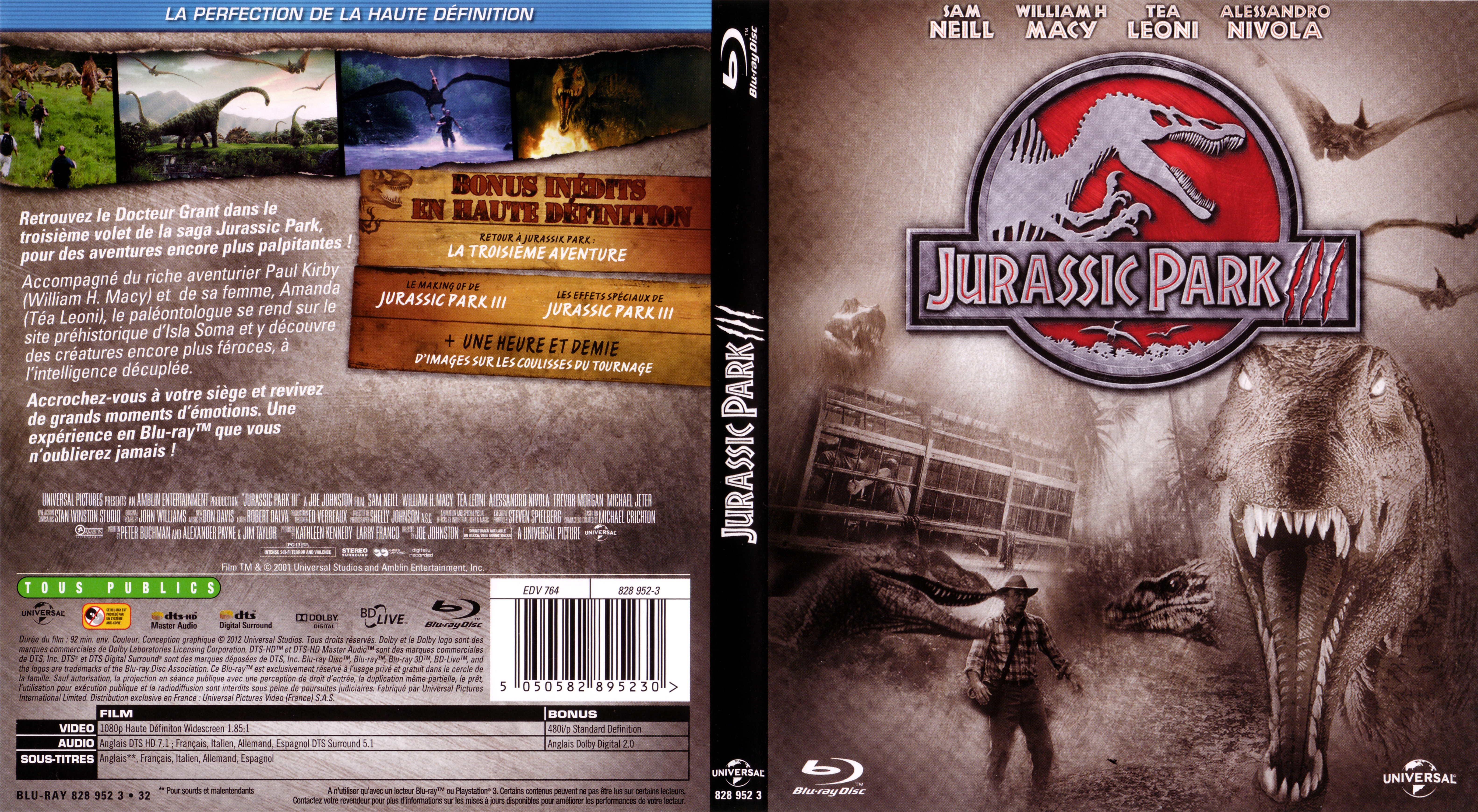 Jaquette DVD Jurassic park 3 (BLU-RAY)