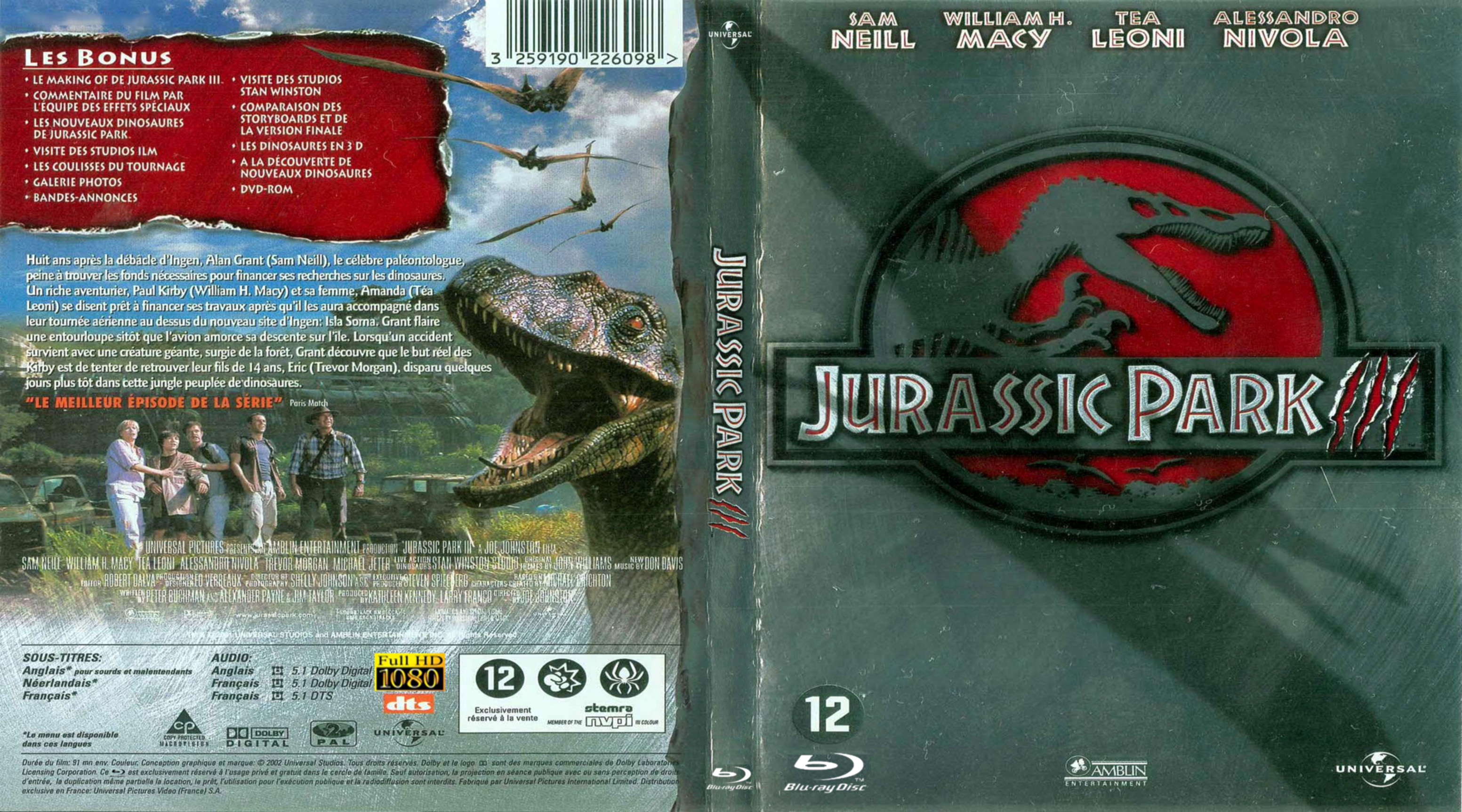 Jaquette DVD Jurassic park 3 (BLU-RAY) custom