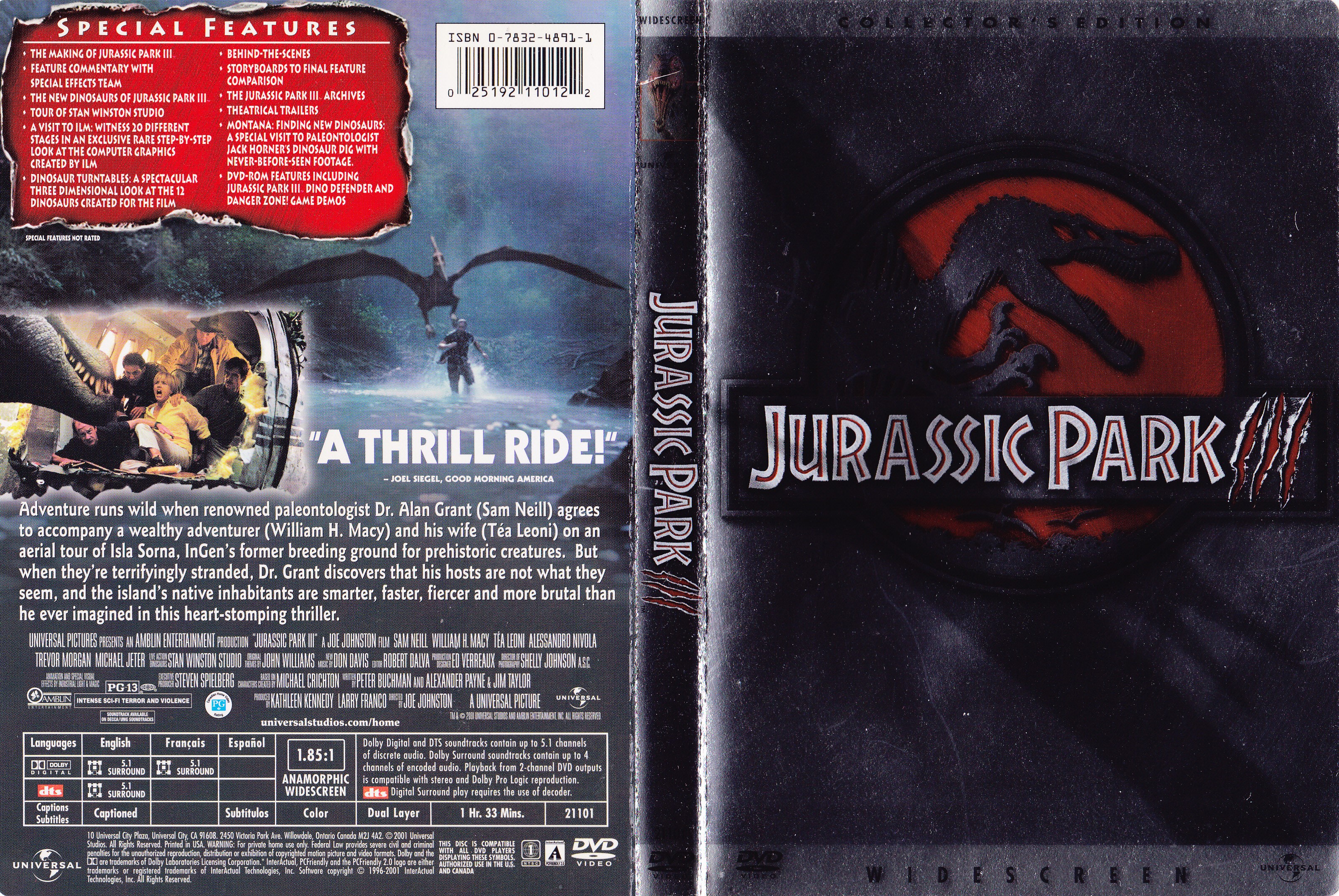 Jaquette DVD Jurassic park 3 (Canadienne)