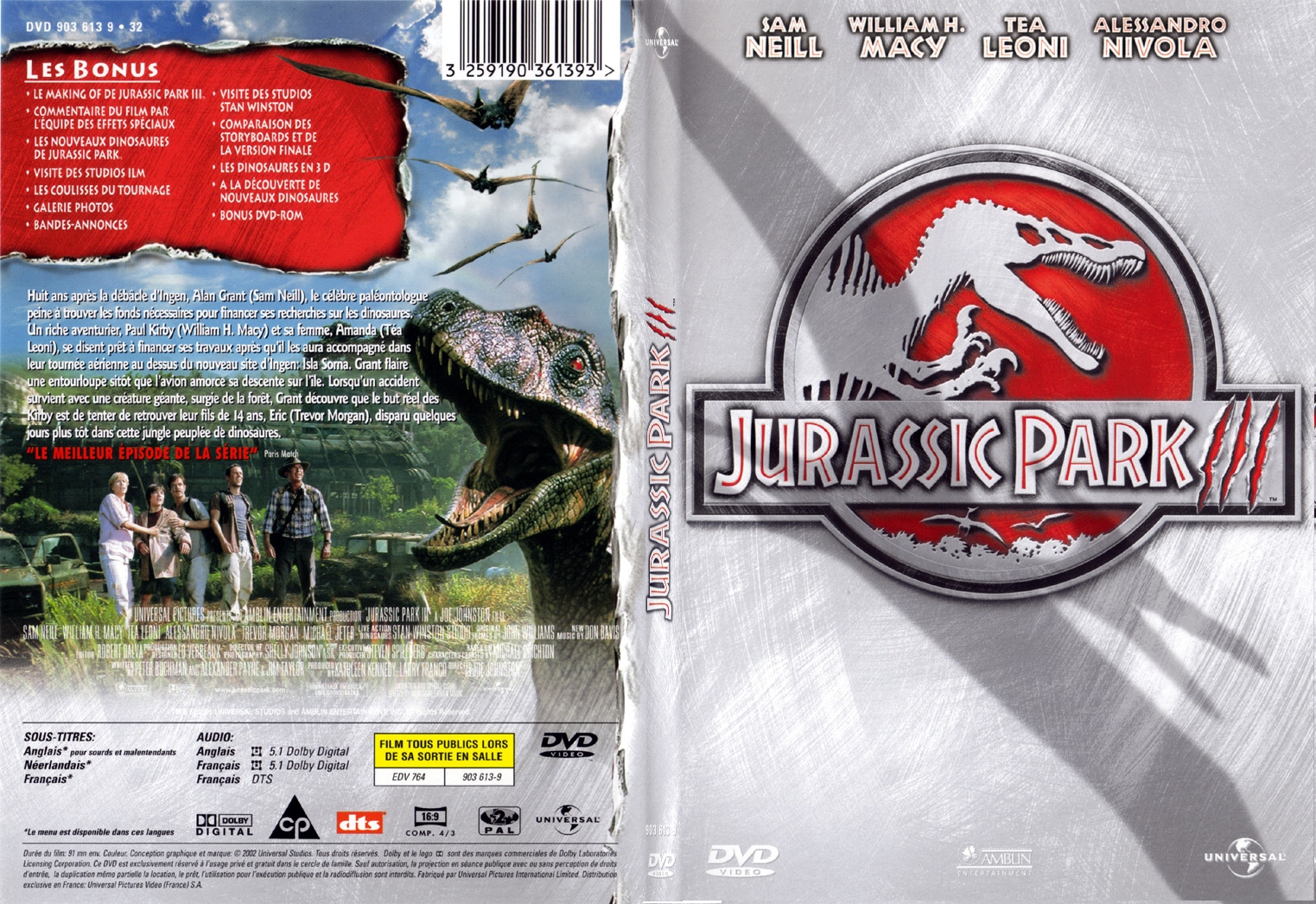 Jaquette DVD Jurassic park 3 - SLIM
