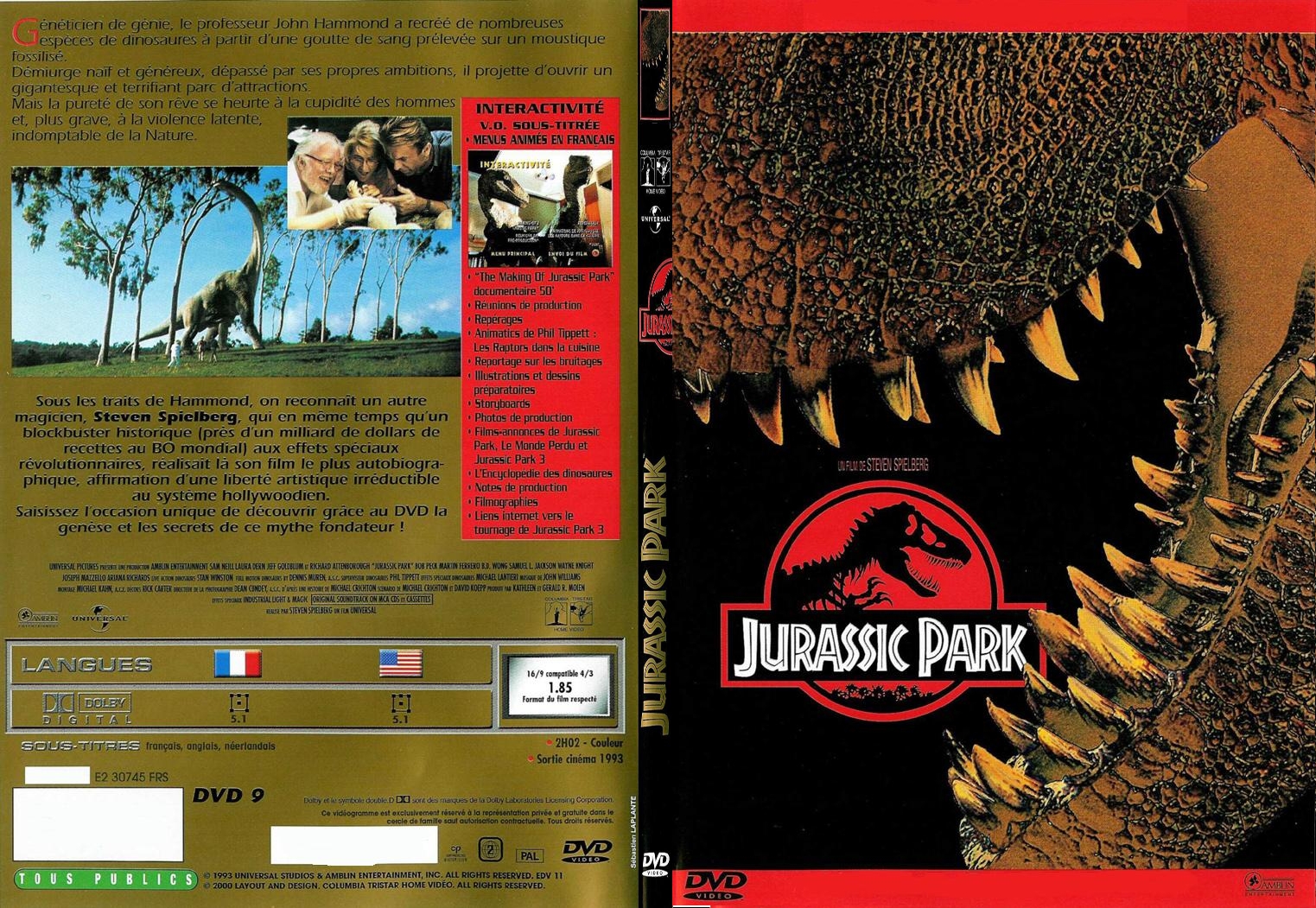 Jaquette DVD Jurassic park - SLIM