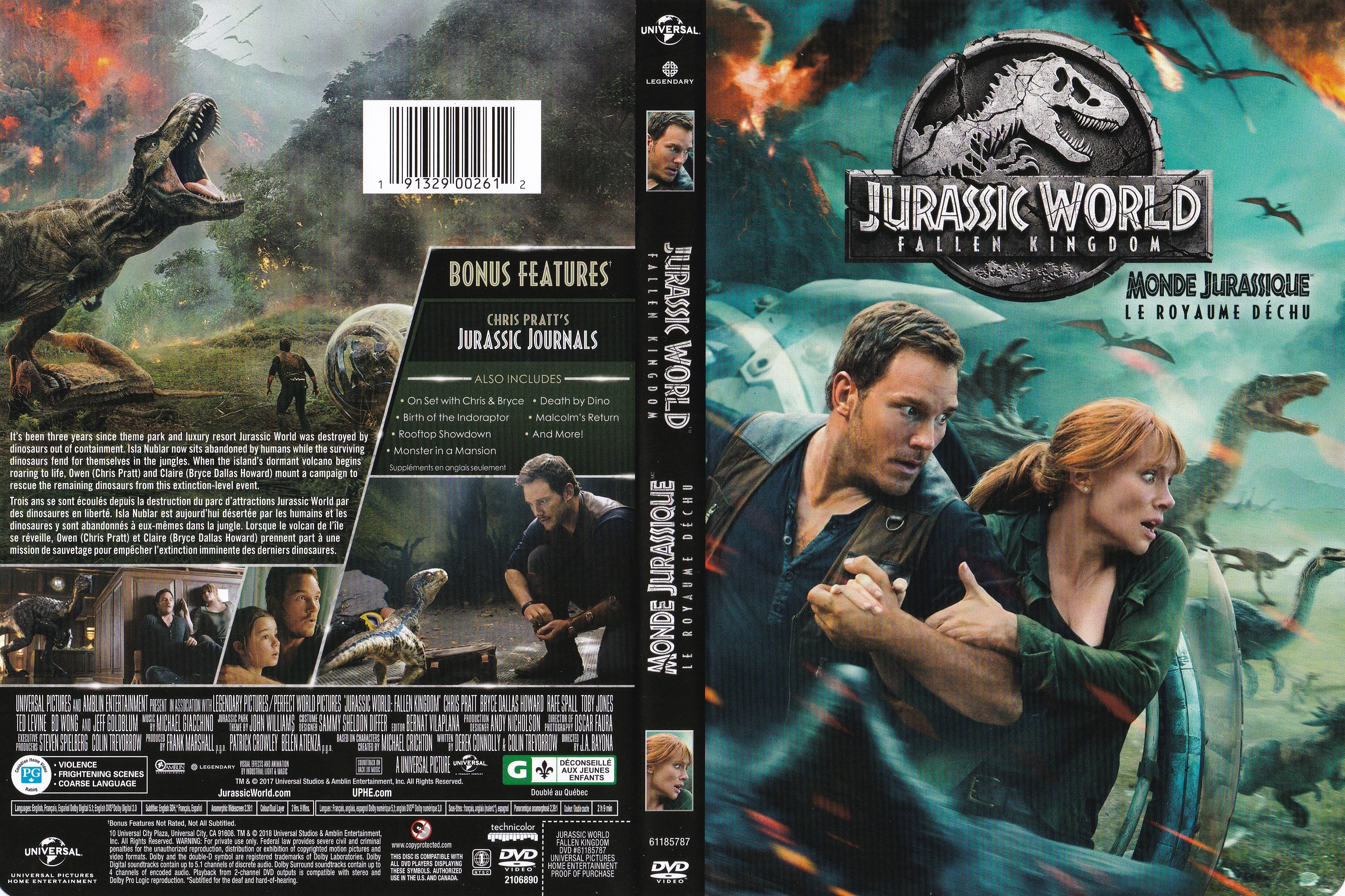 Jaquette DVD Jurassic world 2 - Le monde dechu (canadienne)