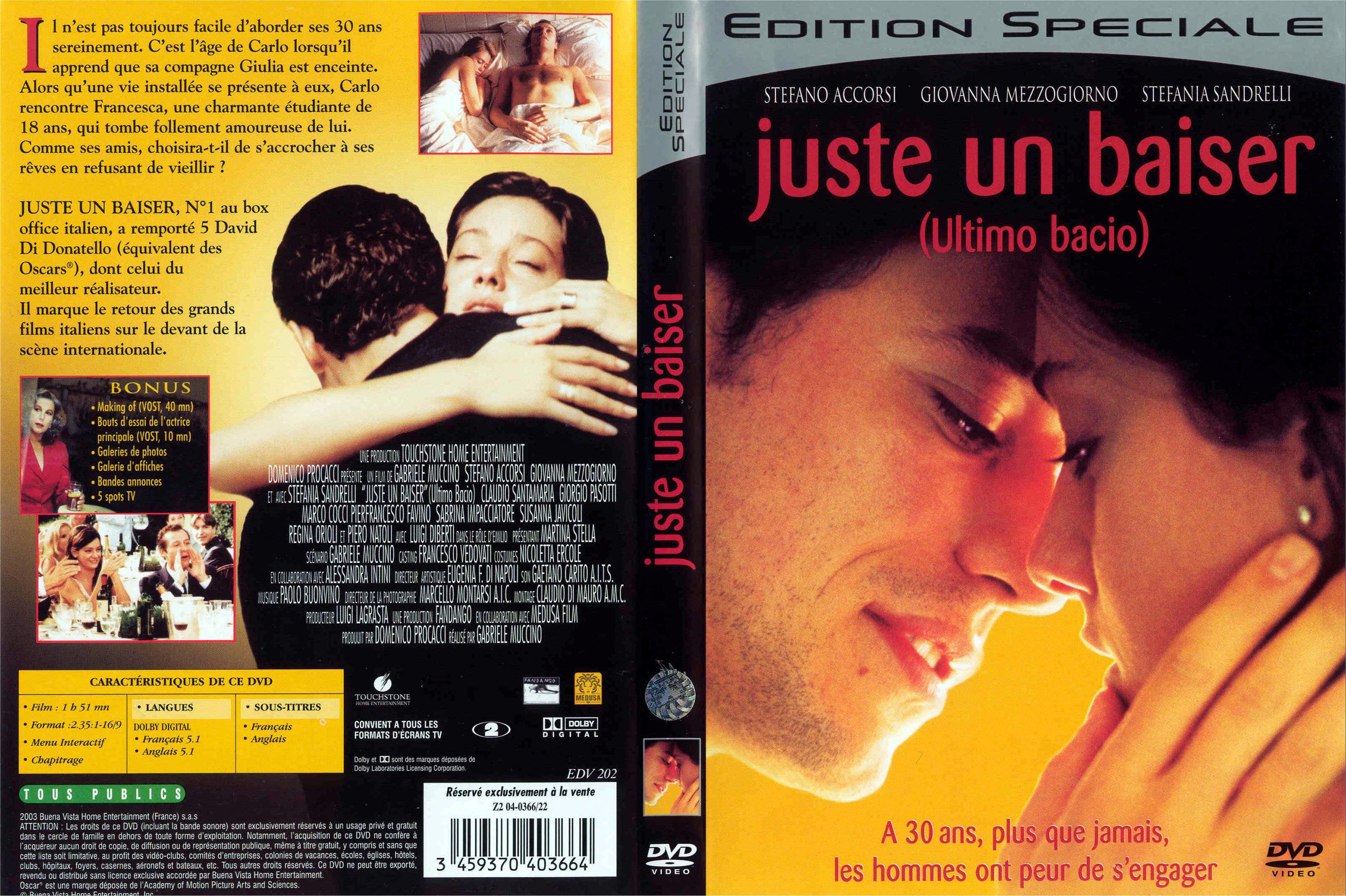 Jaquette DVD Juste un baiser
