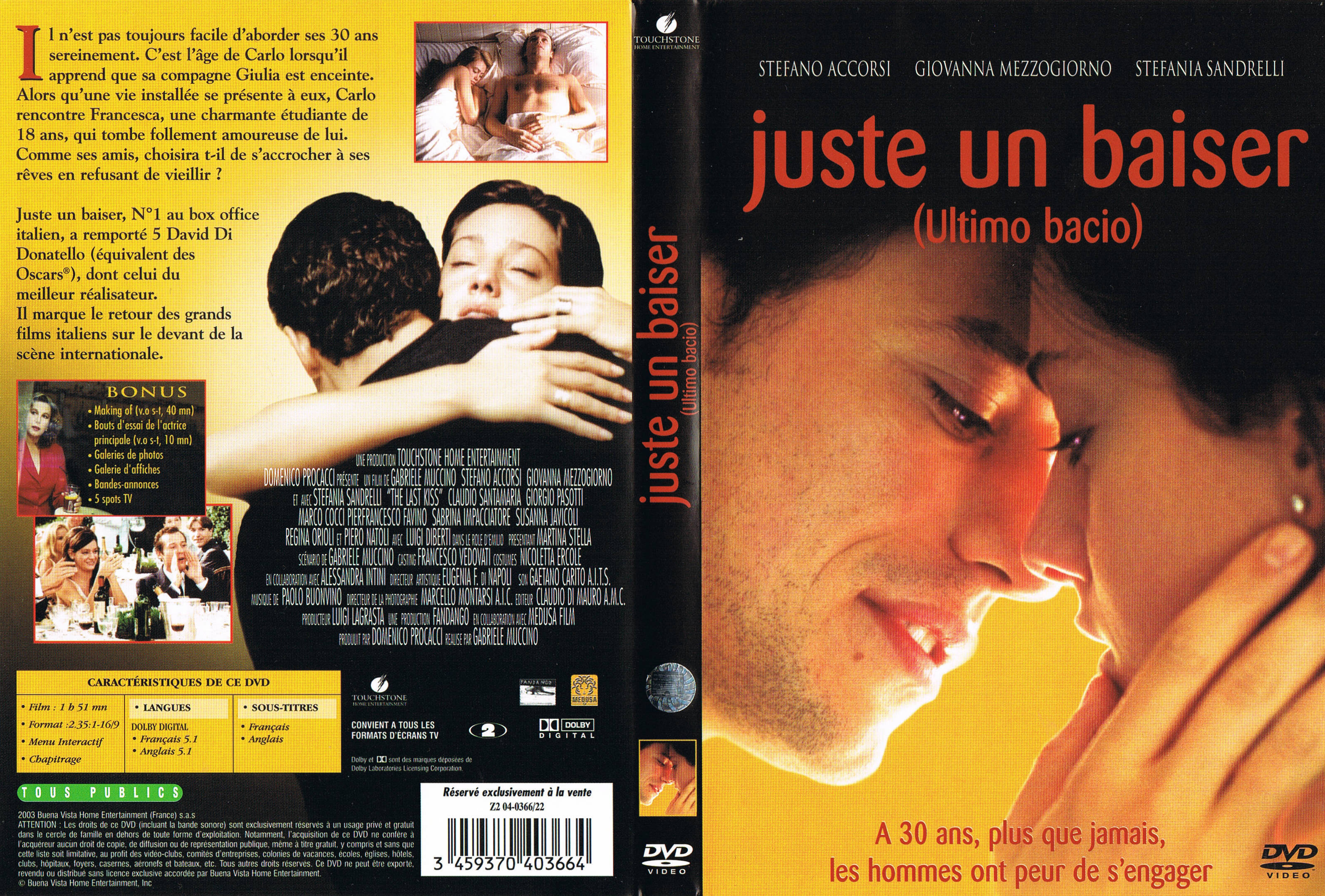 Jaquette DVD Juste un baiser v2