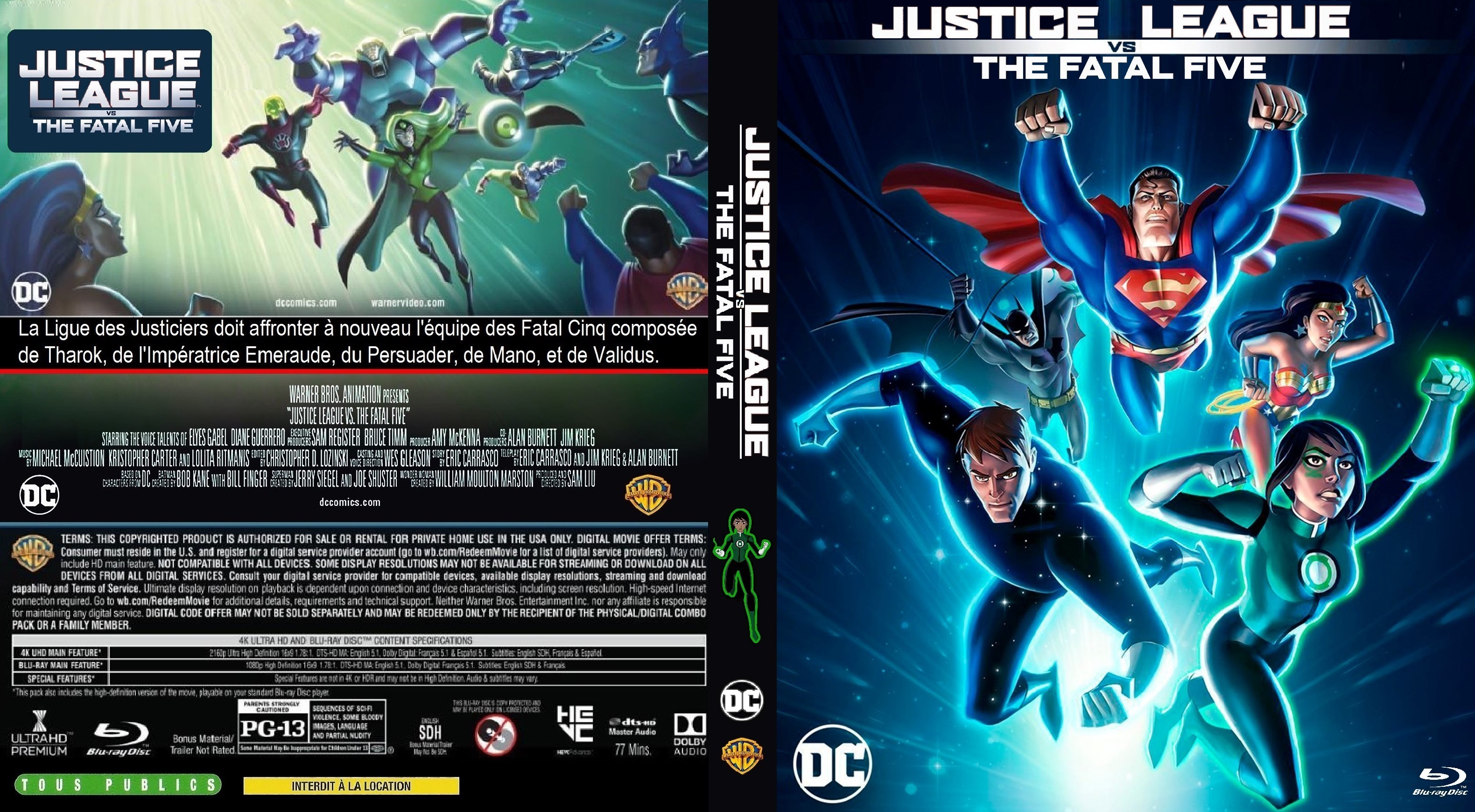 Jaquette DVD Justice League VS The Fatal Five custom (BLU-RAY)