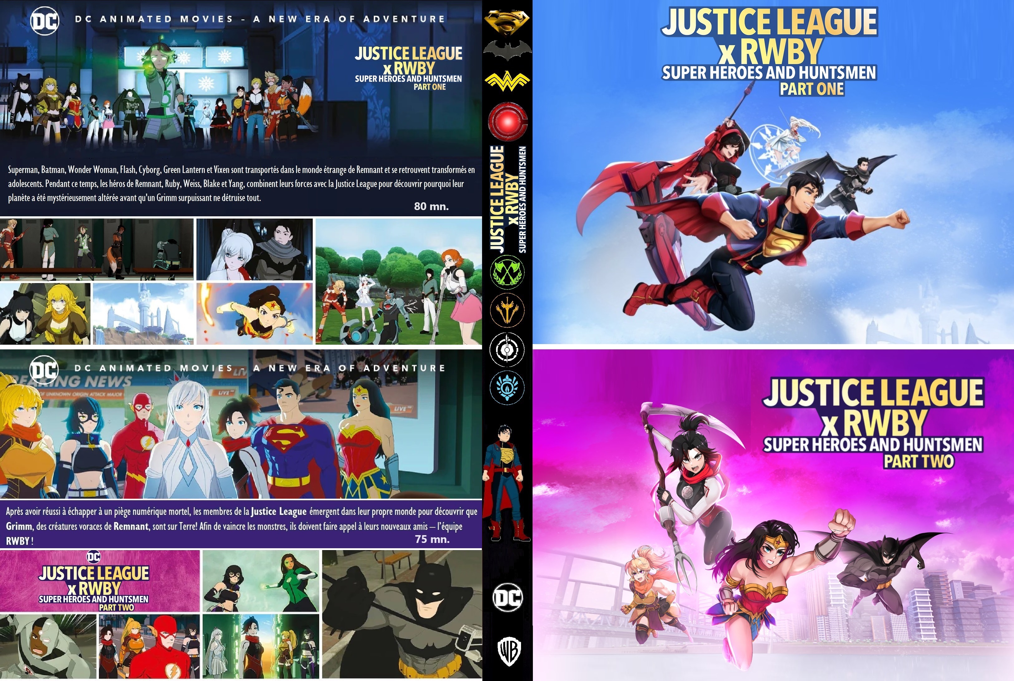 Jaquette DVD Justice League X RWBY super-heroes and huntsmen parts 1 & 2 custom