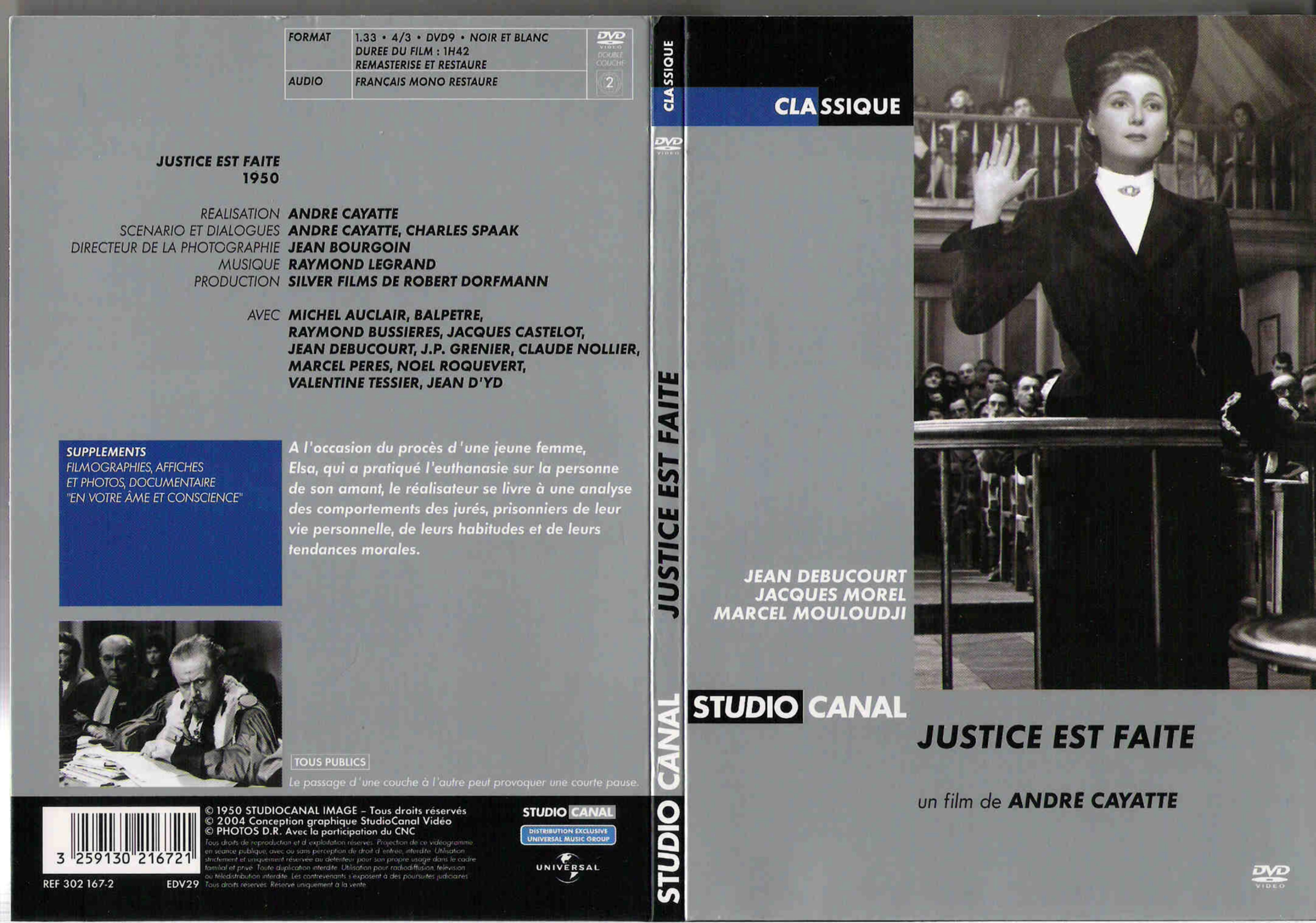 Jaquette DVD Justice est faite