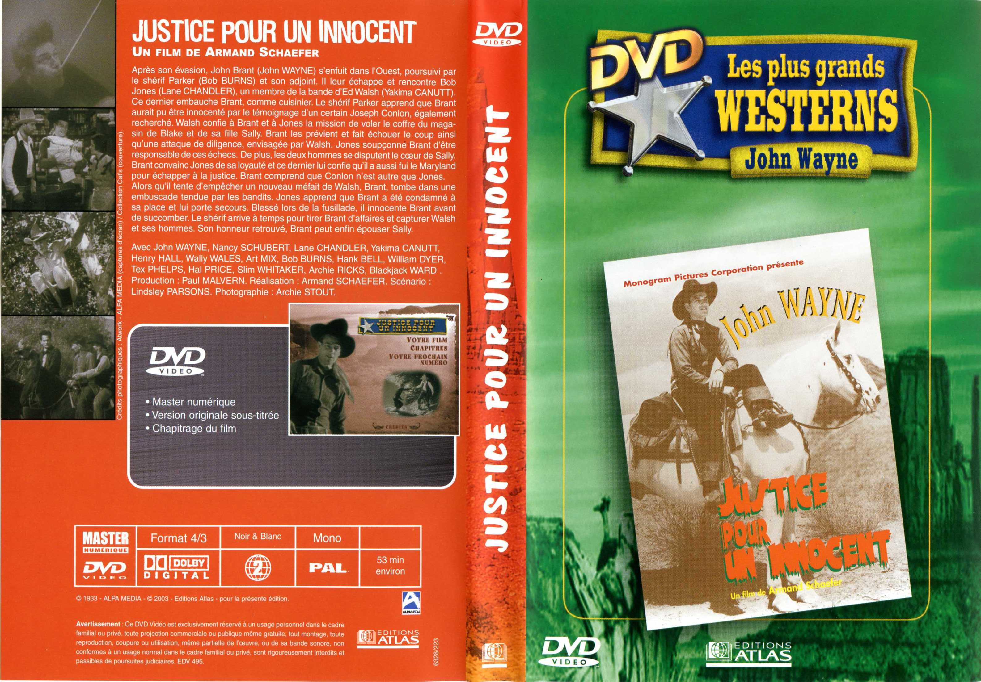 Jaquette DVD Justice pour un innocent