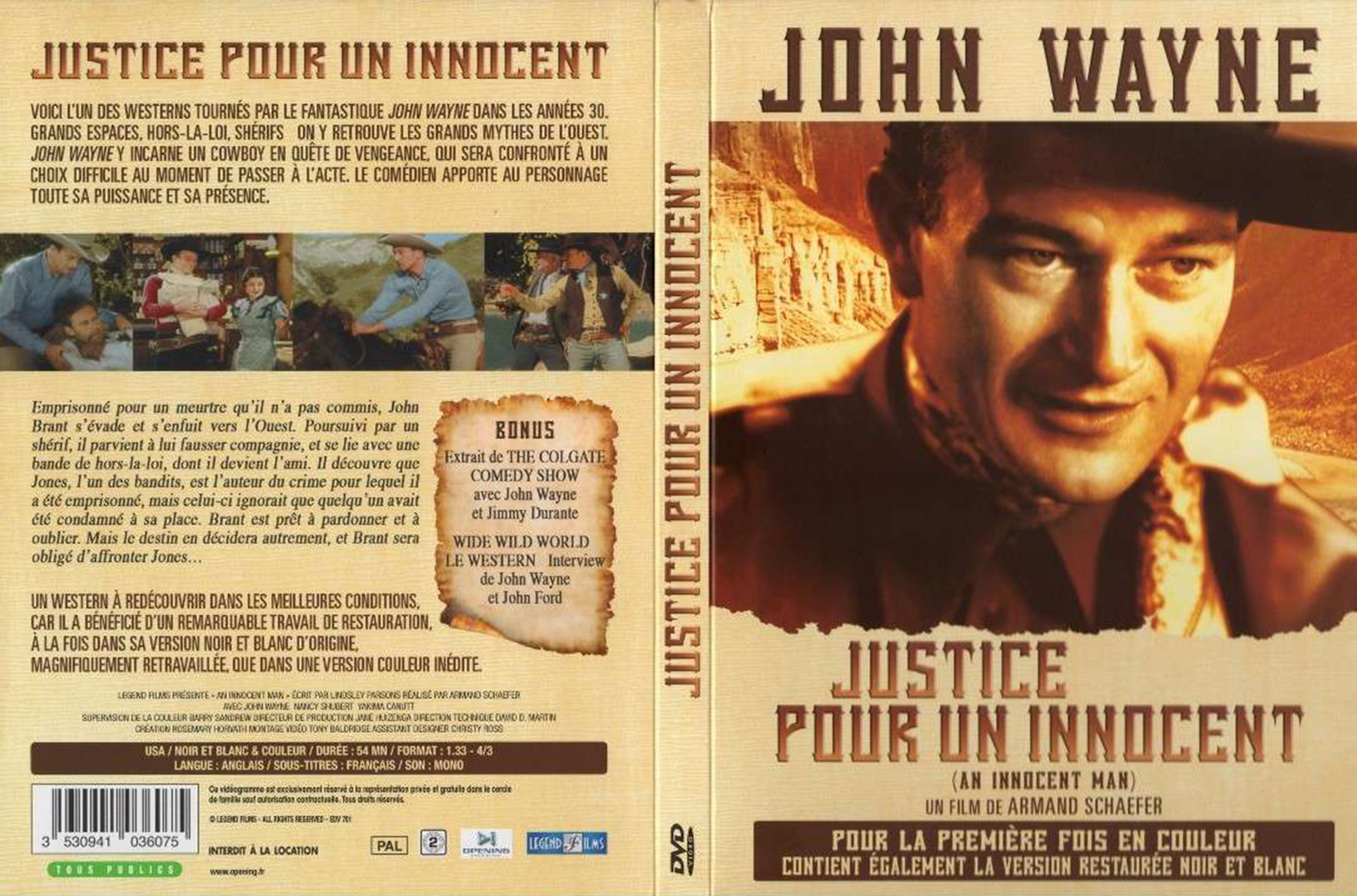 Jaquette DVD Justice pour un innocent v3