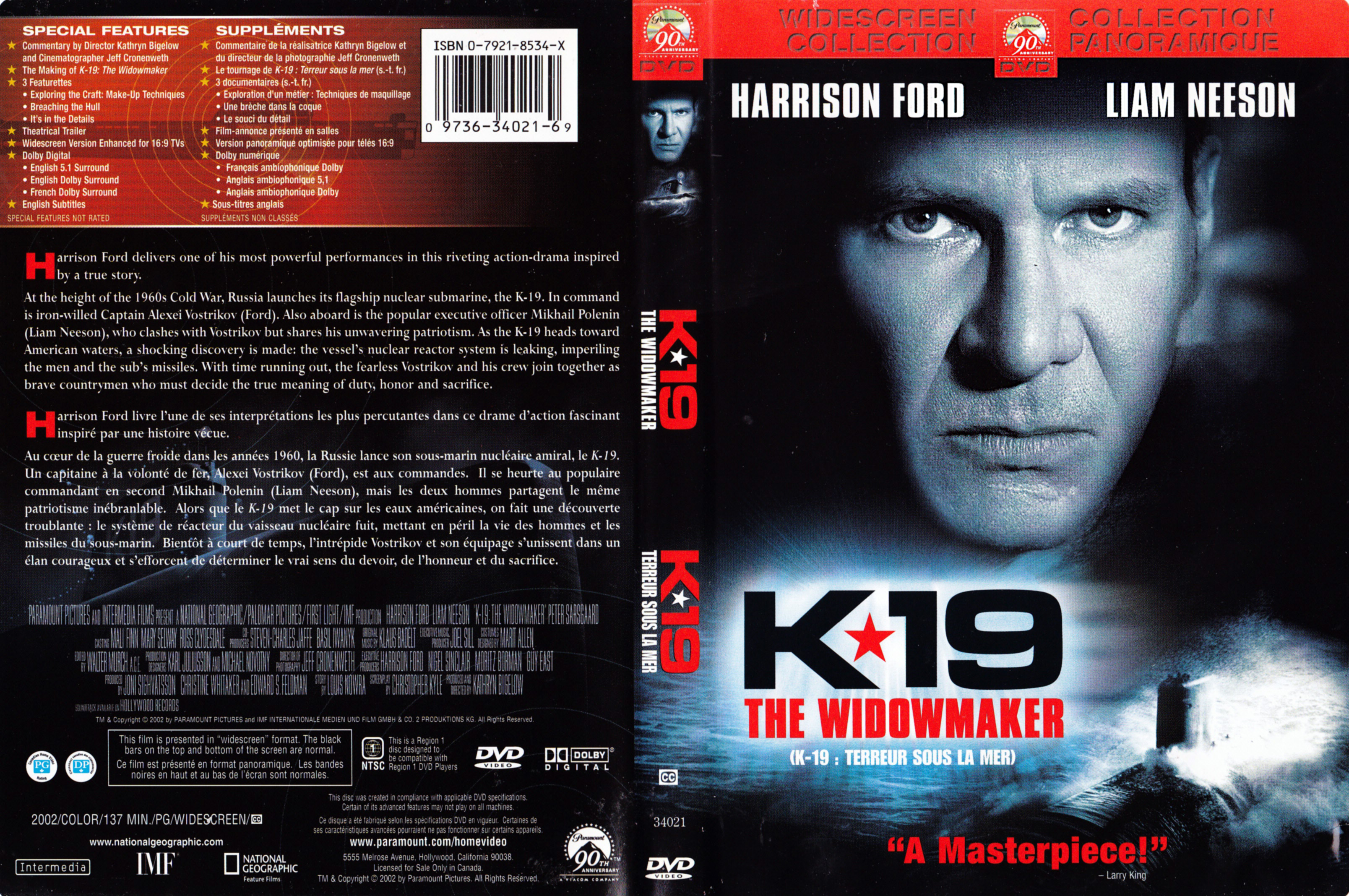 Jaquette DVD K19 Terreur sous la mer (Canadienne)