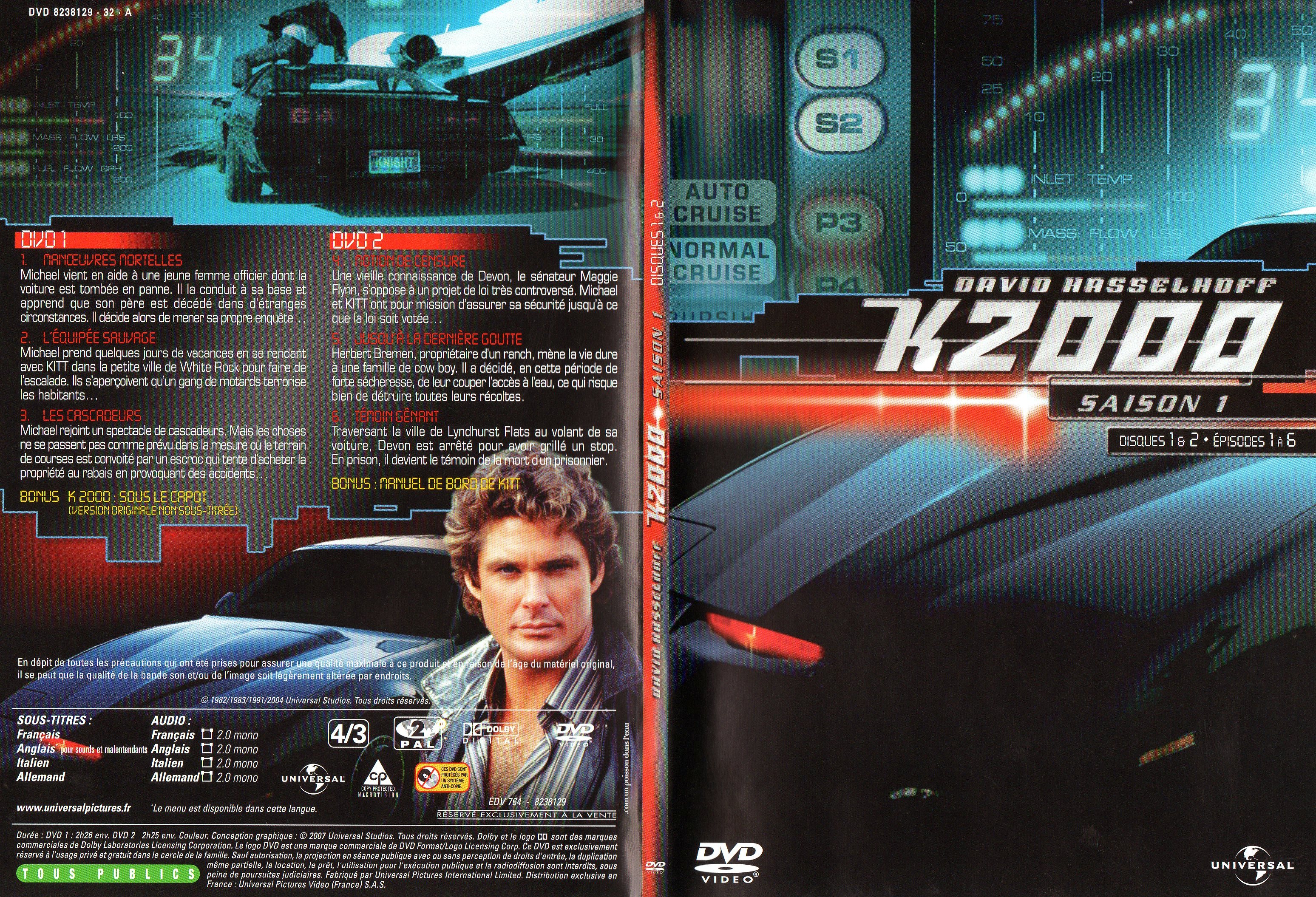 Jaquette DVD K2000 Saison 1 DVD 1 et 2