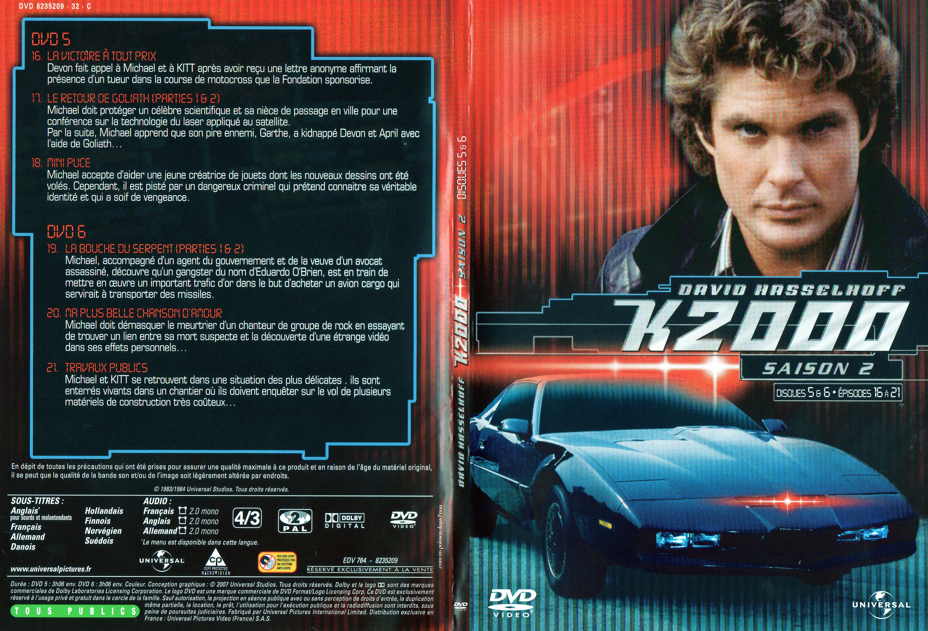 Jaquette DVD K2000 Saison 2 DVD 5 et 6