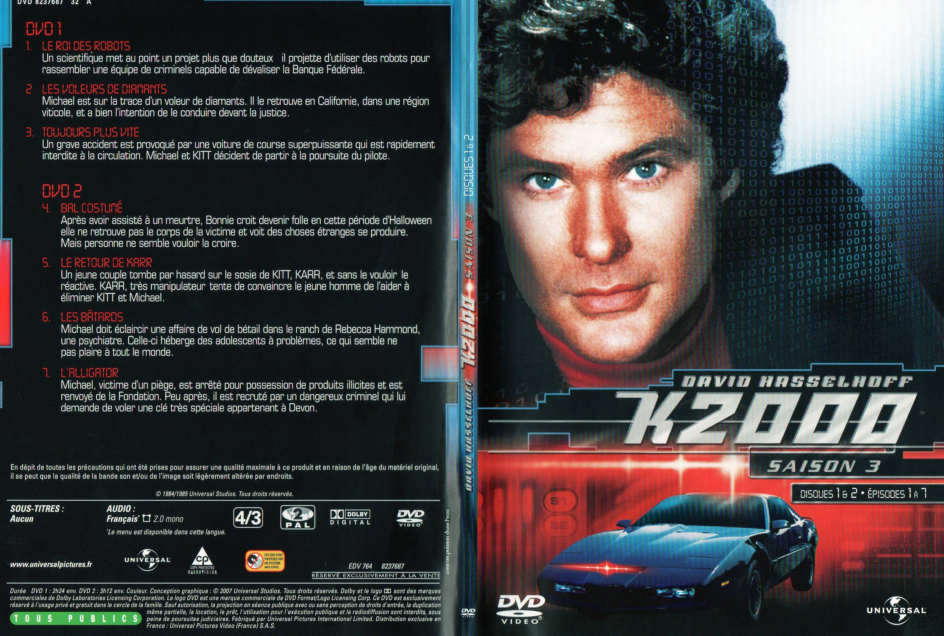 Jaquette DVD K2000 Saison 3 DVD 1 et 2