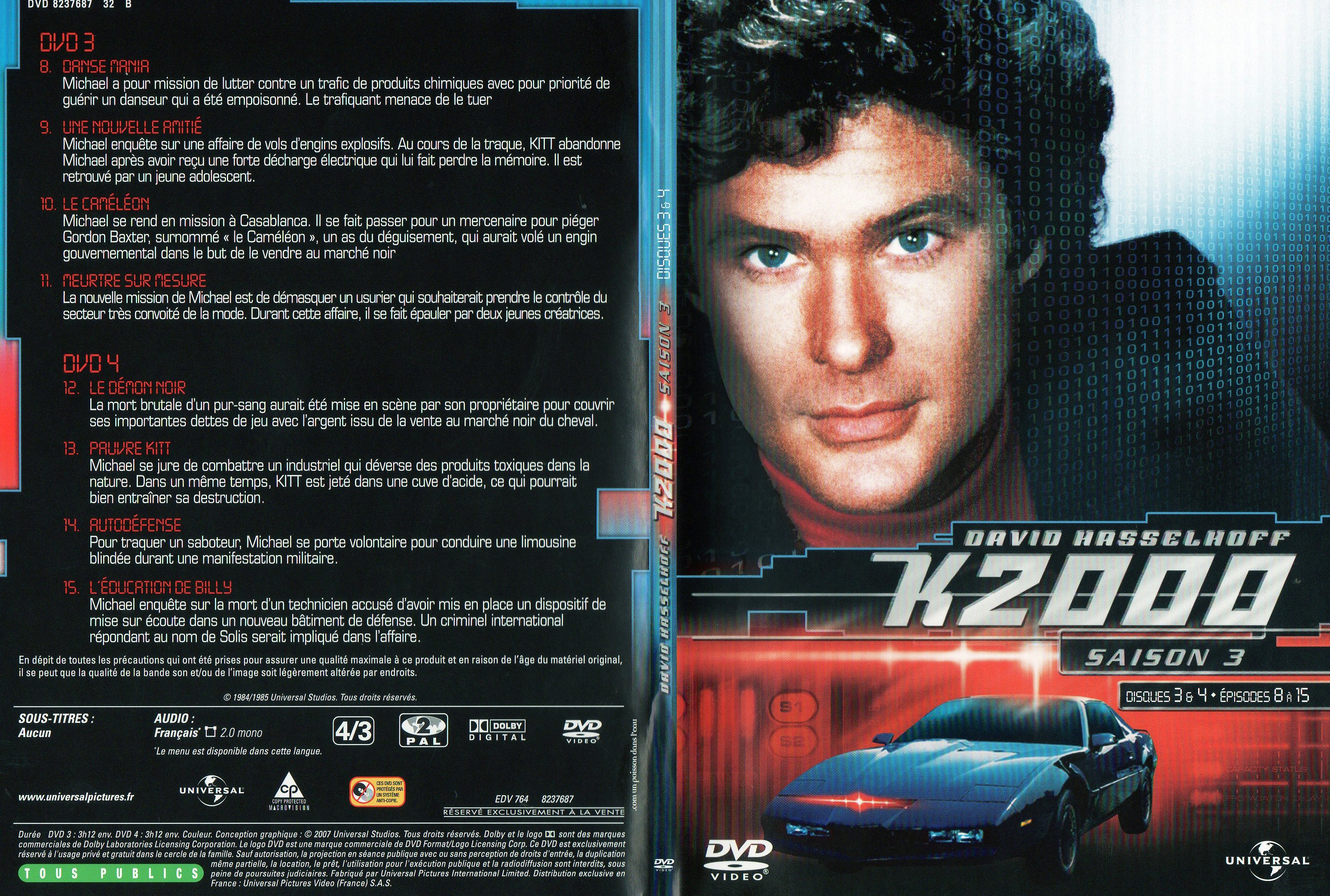 Jaquette DVD K2000 Saison 3 DVD 3 et 4