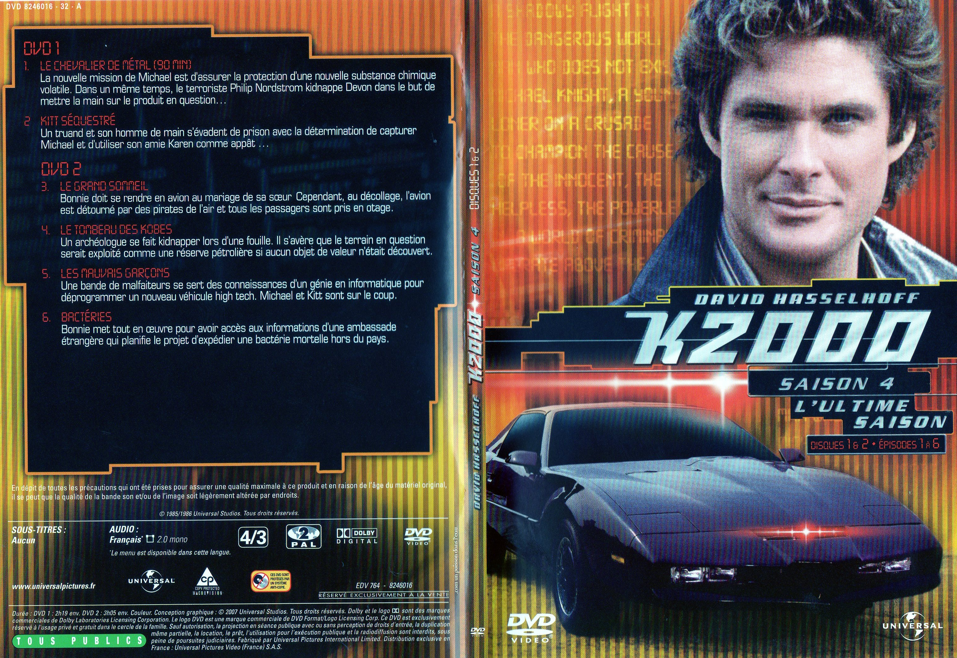 Jaquette DVD K2000 Saison 4 DVD 1 et 2