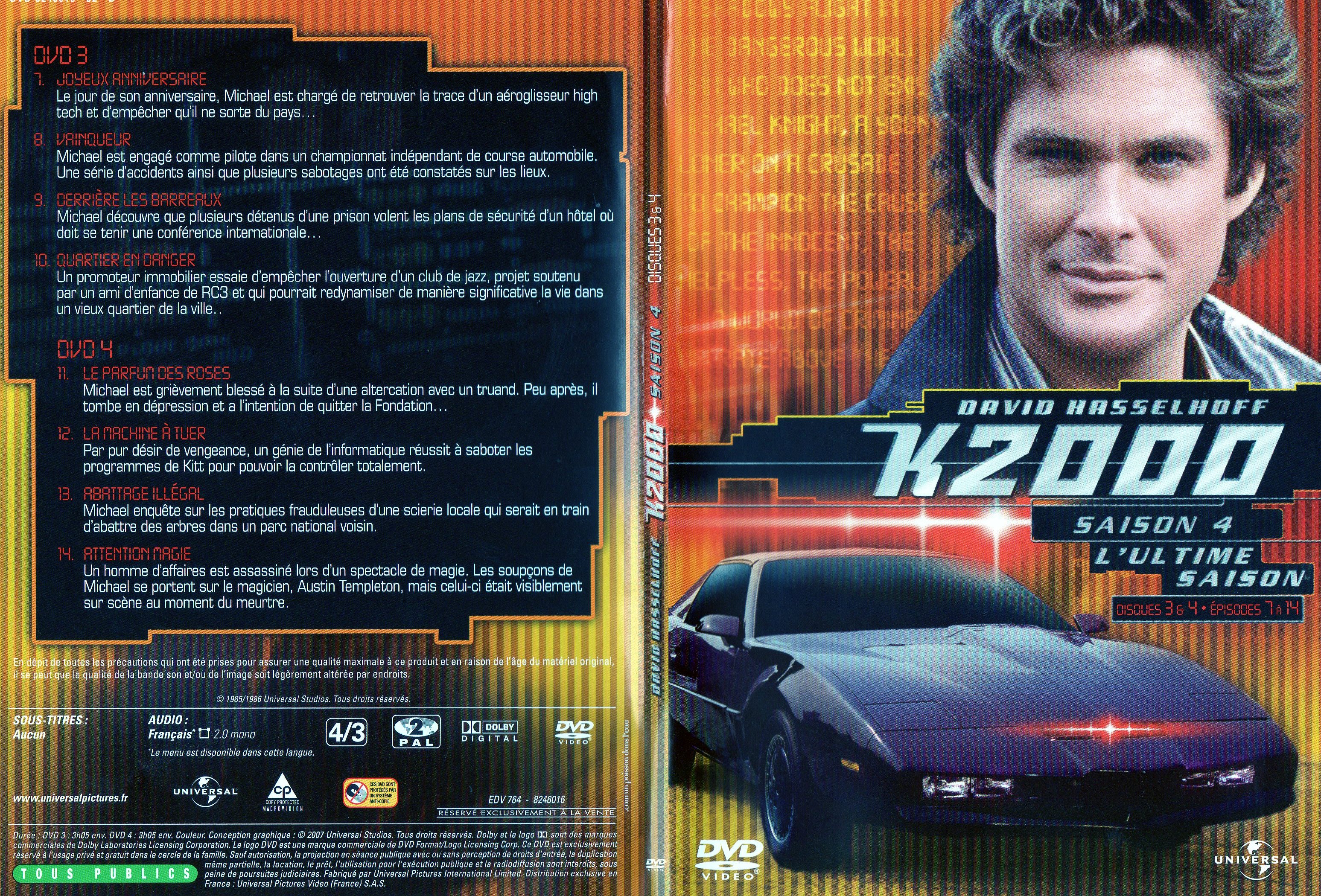Jaquette DVD K2000 Saison 4 DVD 3 et 4