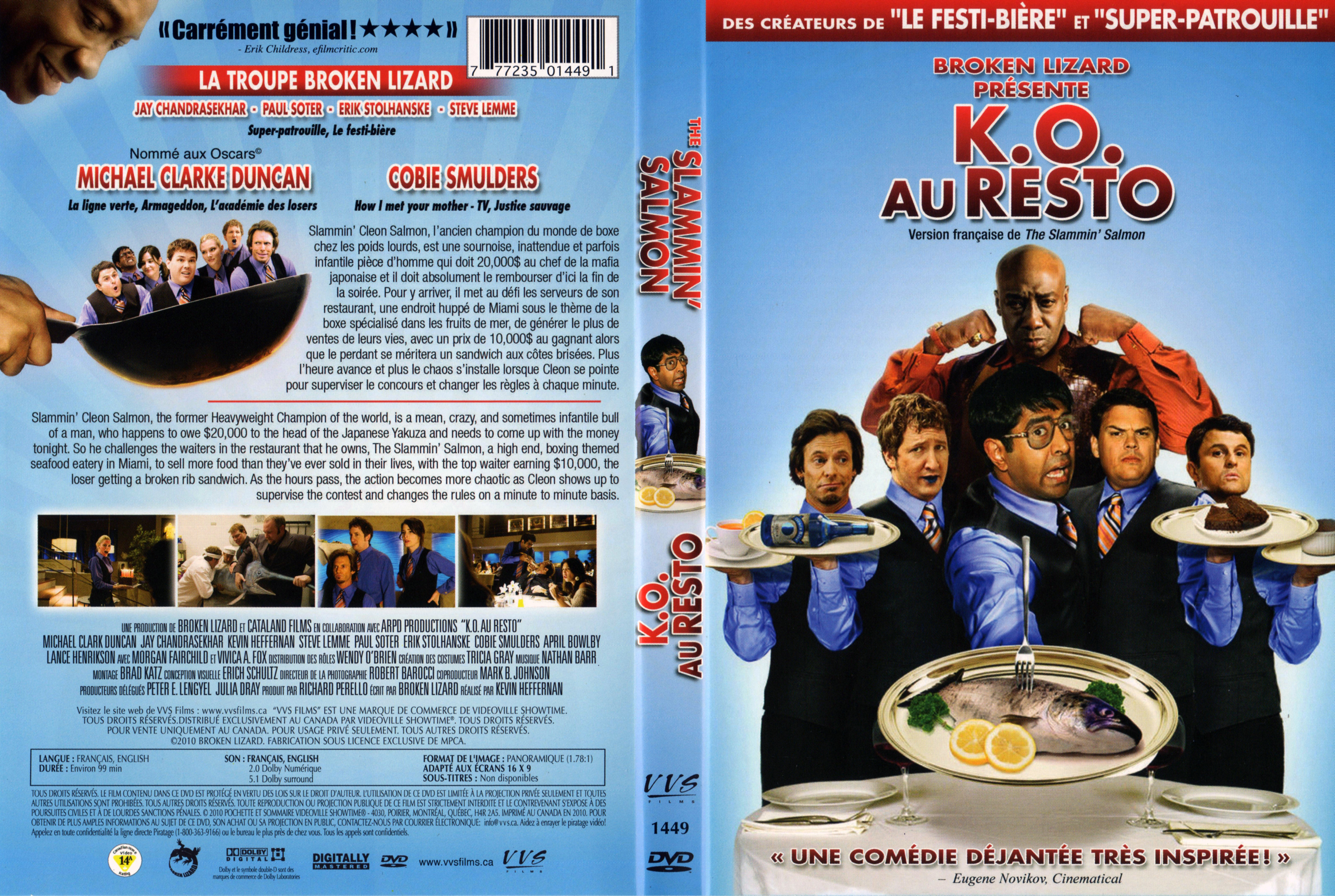 Jaquette DVD KO au resto - The slammin salmon (Canadienne)